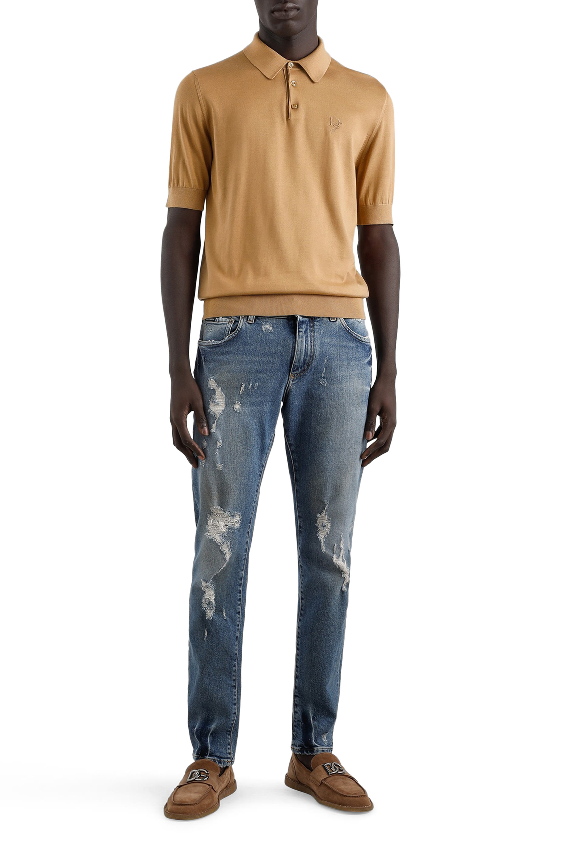 Logo Embroidery Silk Polo Shirt