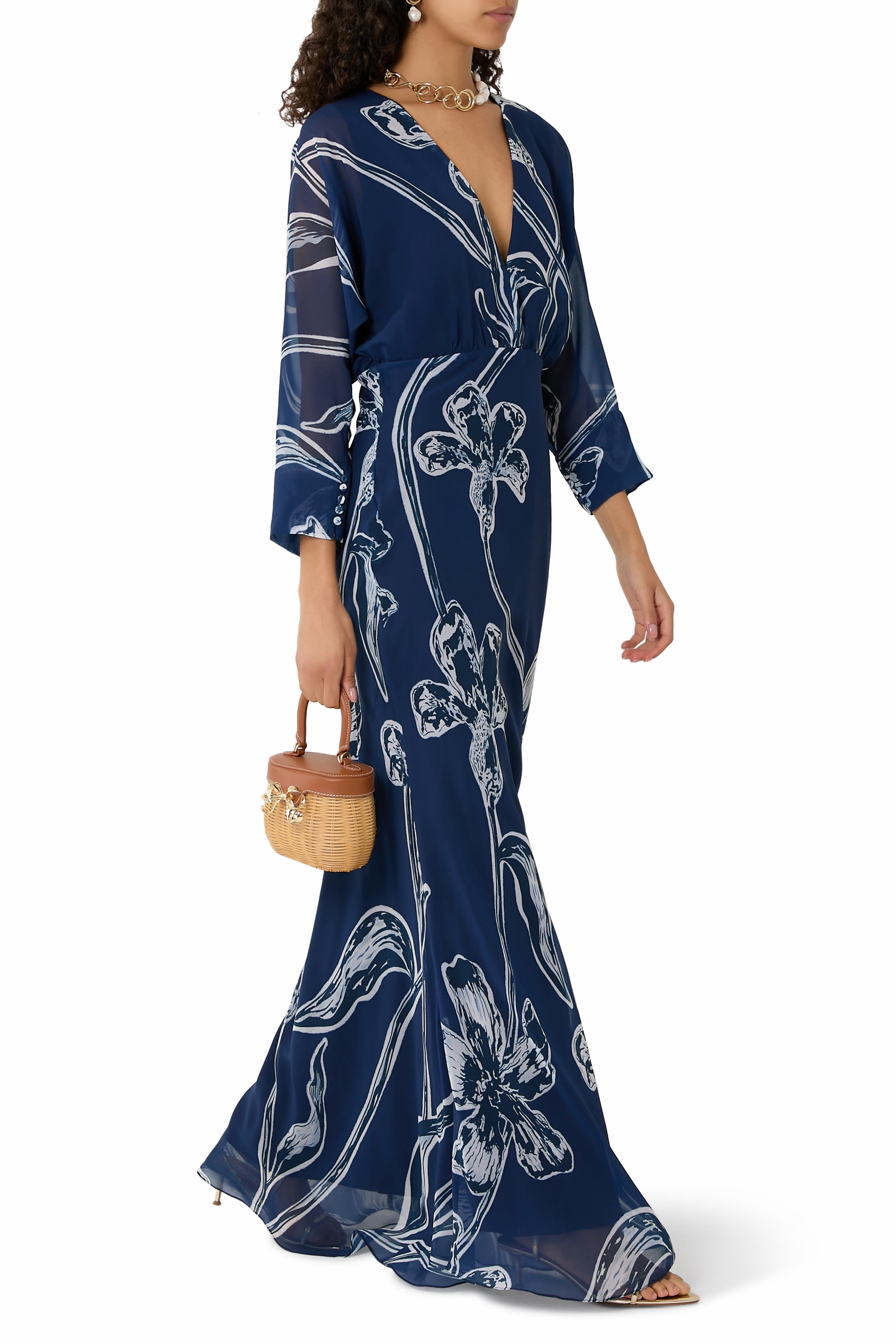 Gestos Lily-Print Chiffon Maxi Dress