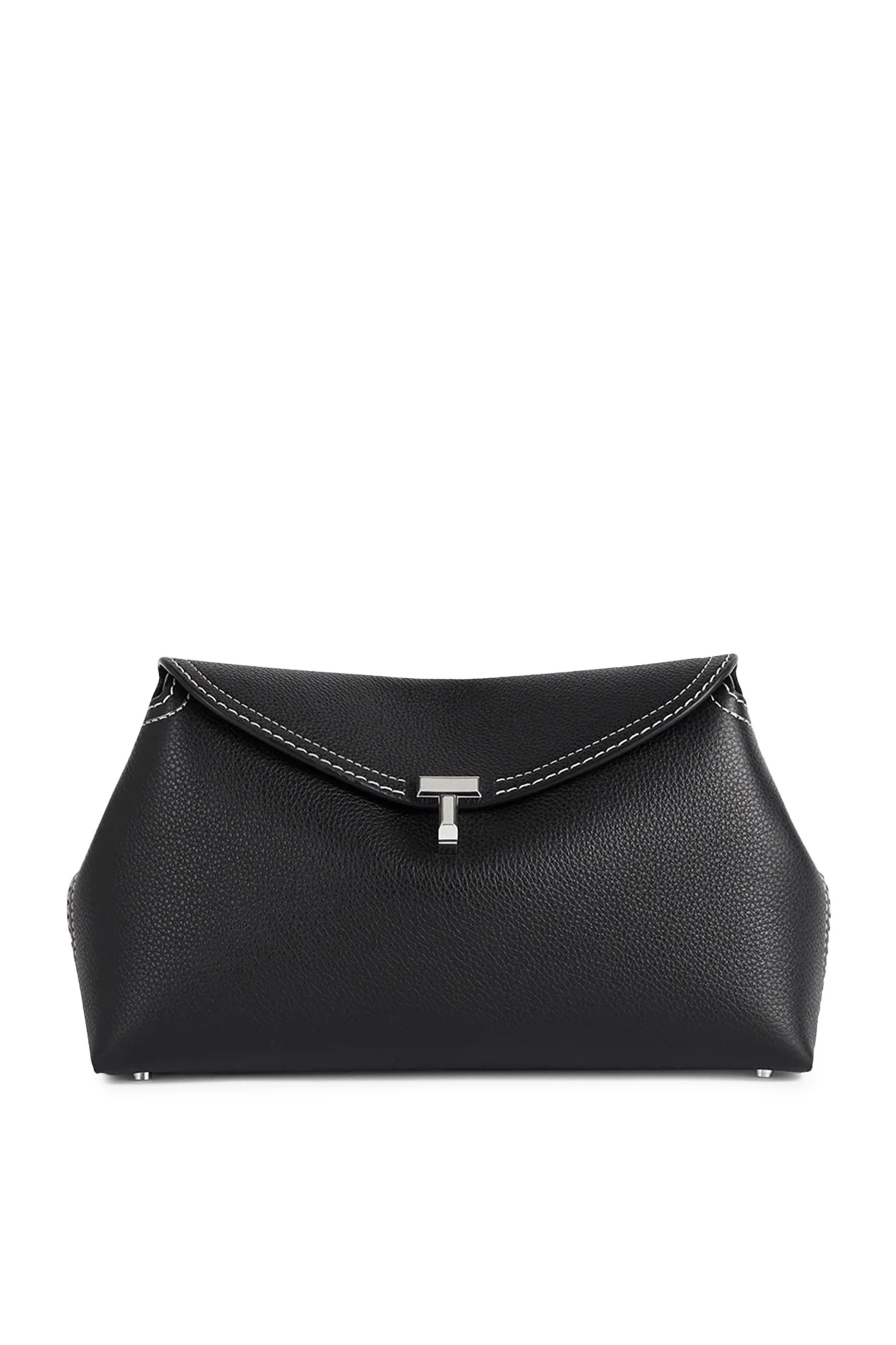 T-Lock Grained Leather Clutch