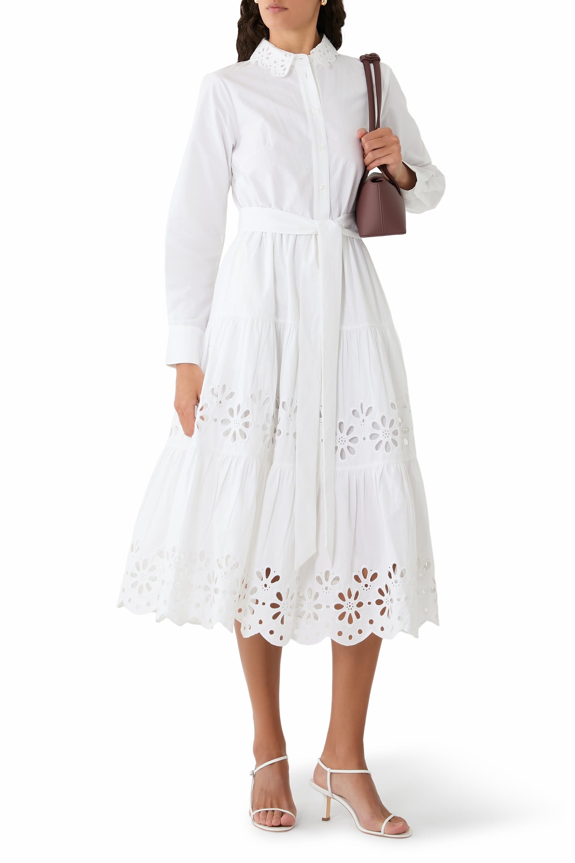 Daisy Eyelet Long Sleeve Shirt Dress