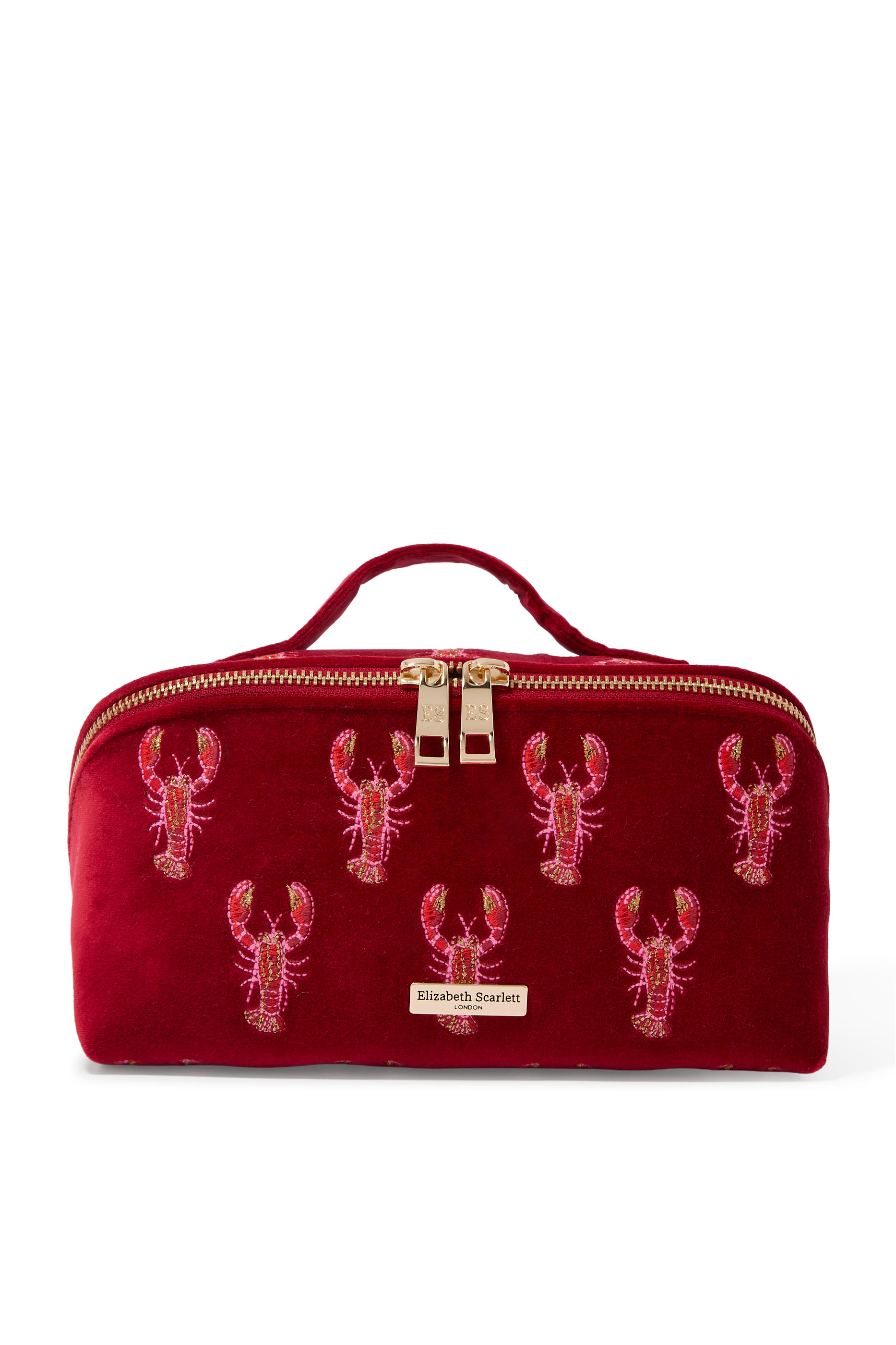 Lobster Velvet Open Flat Makeup Bag 