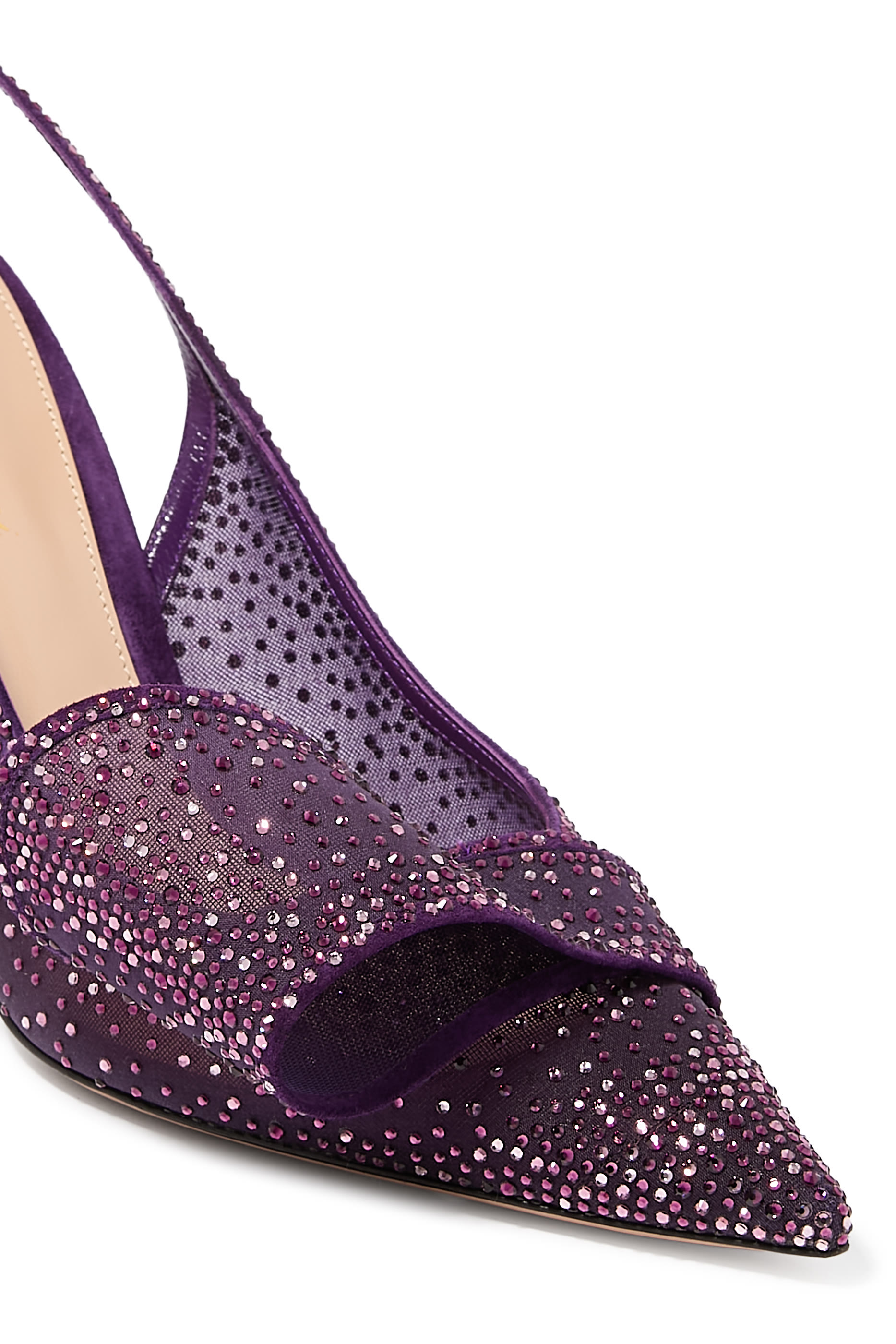 Bow Embellished 95 Suede Organza Slingback Pumps 