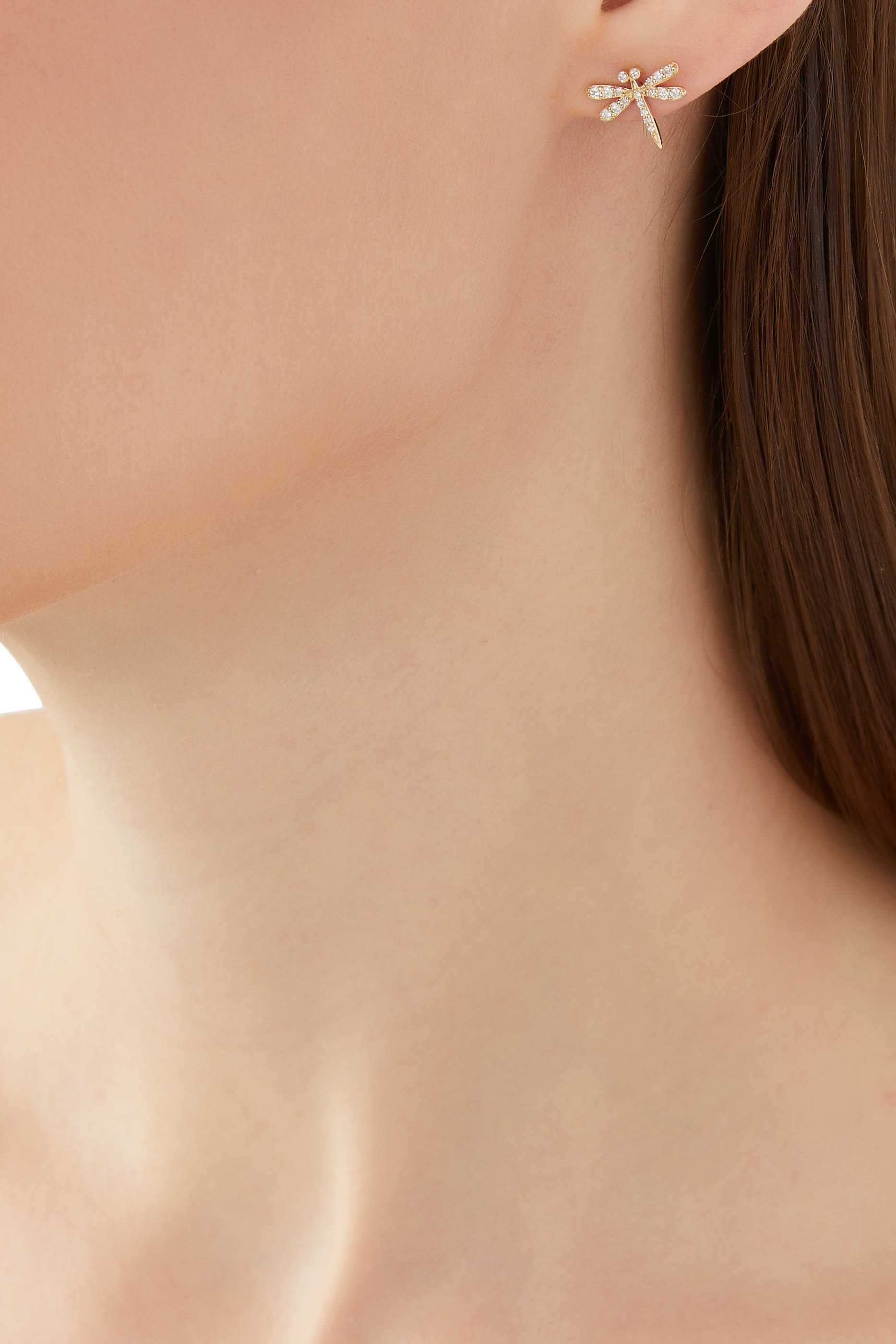 Diamond Dragonfly Single Stud Earring