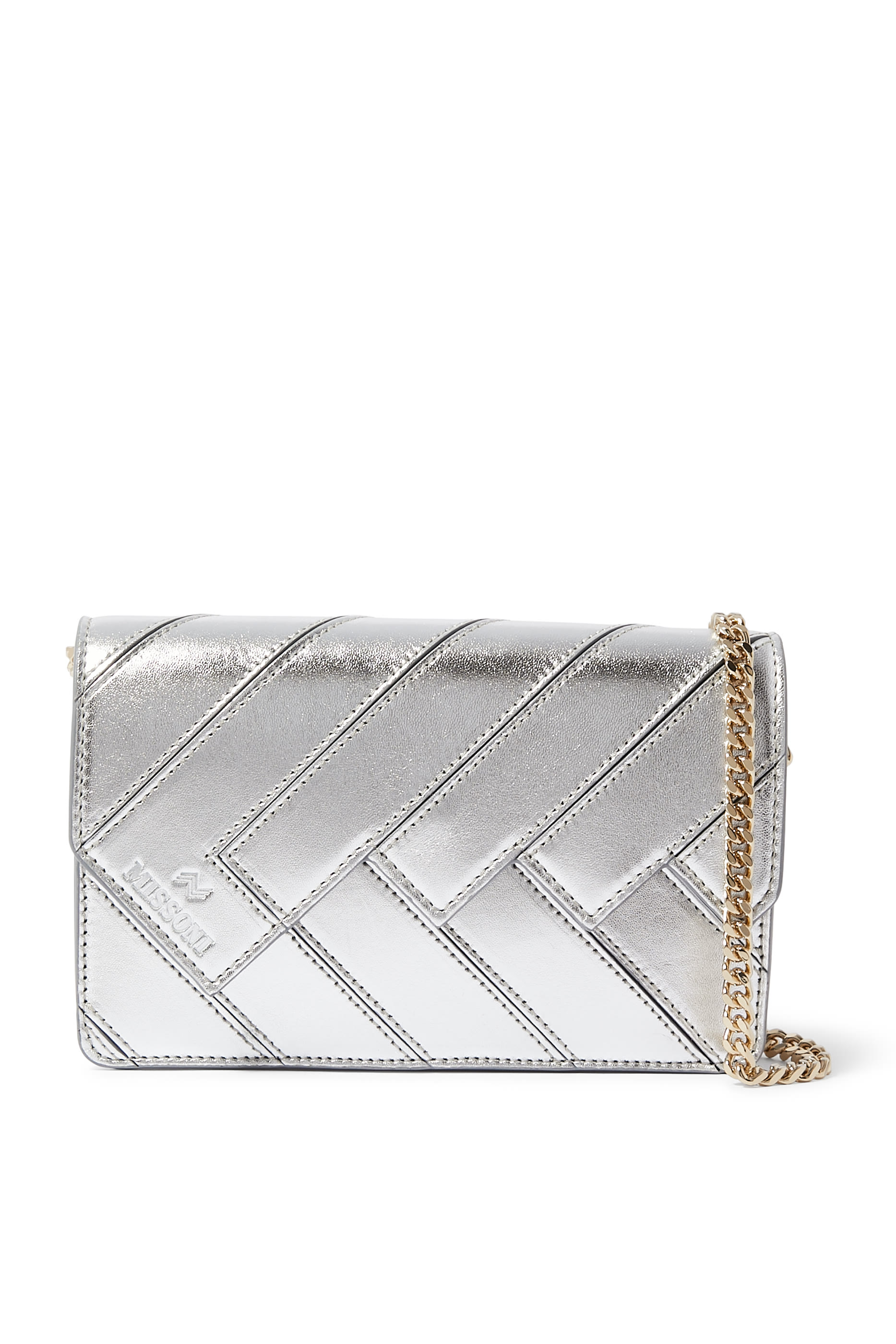Wave Metallic Leather Wallet On Chain