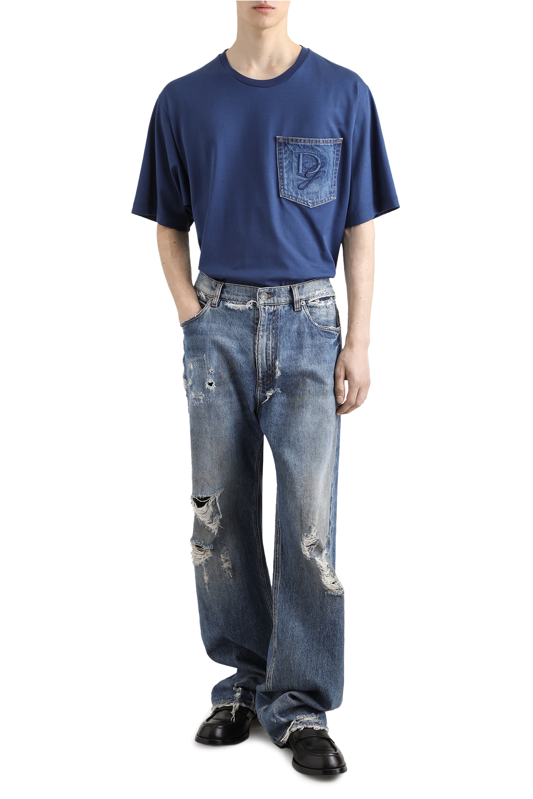 Breast Pocket & Logo Embroidery Cotton T-shirt