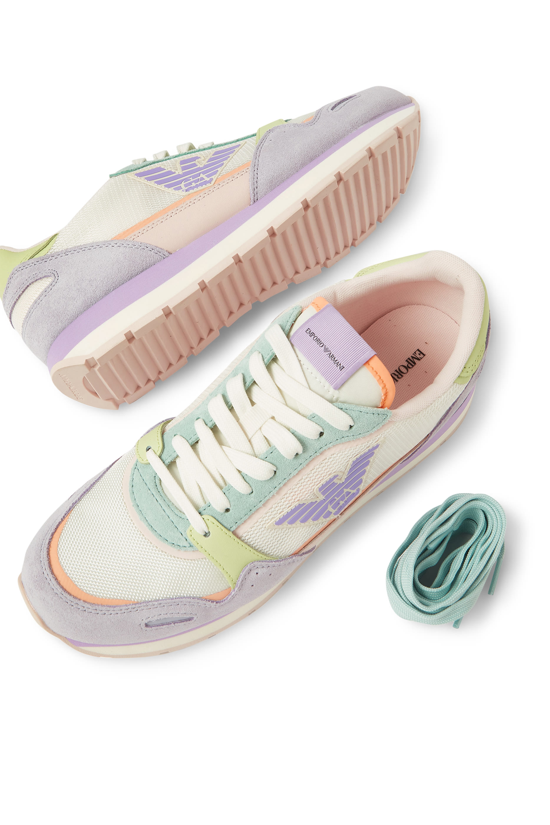 Mesh Suede Eagle Patch Sneakers