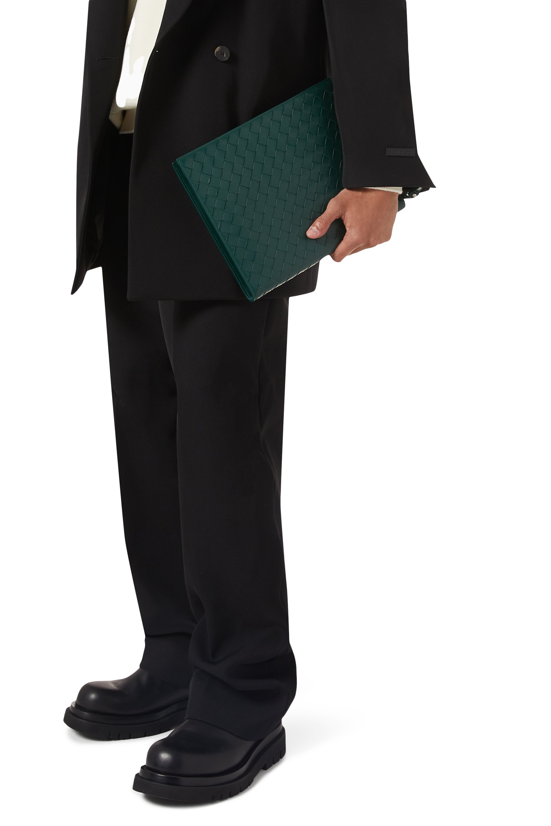 Intrecciato Half Zip Pouch