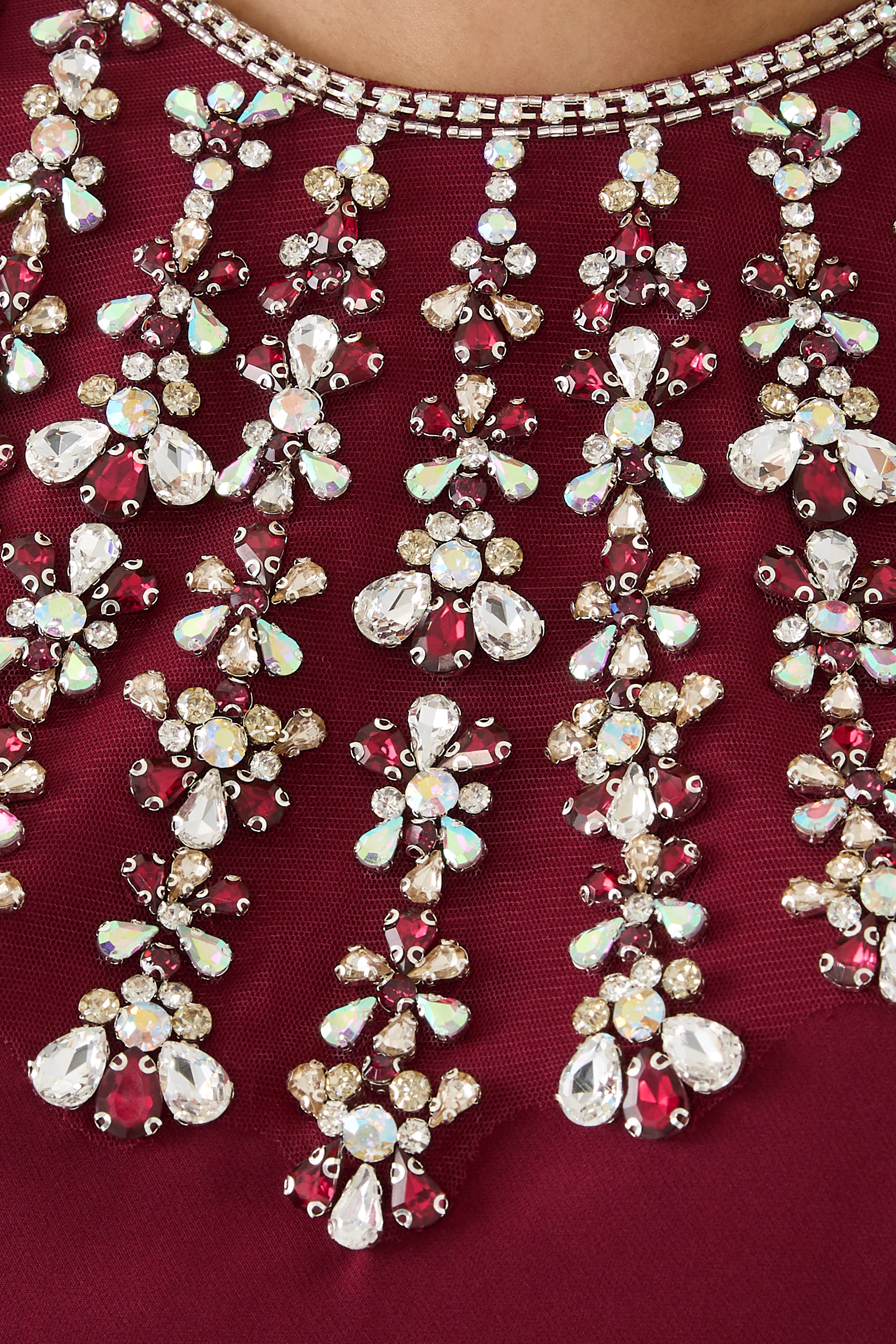 Embellished Cape-Sleeve Gown