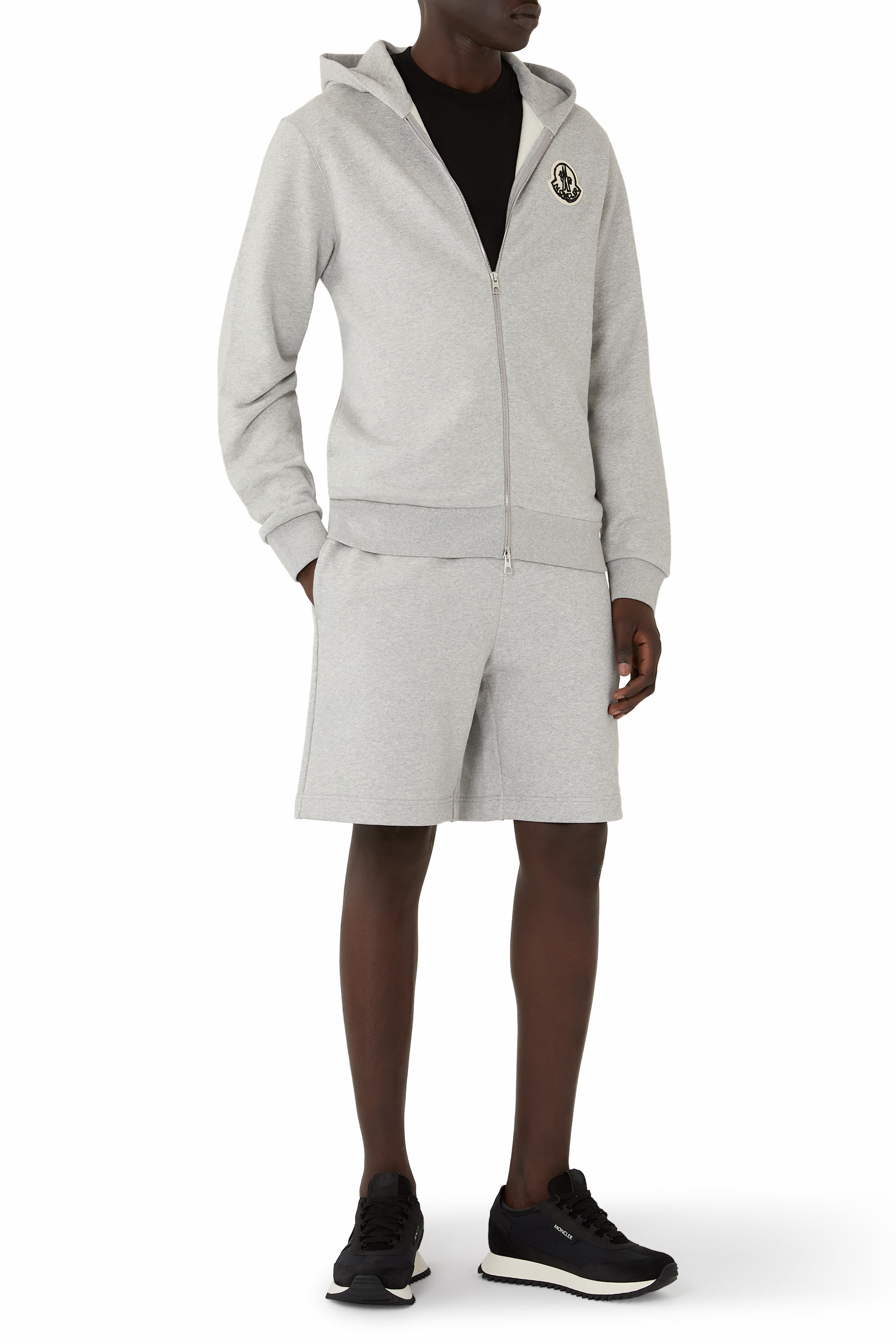 Leather Logo Wool Zip-Up Cardigan 