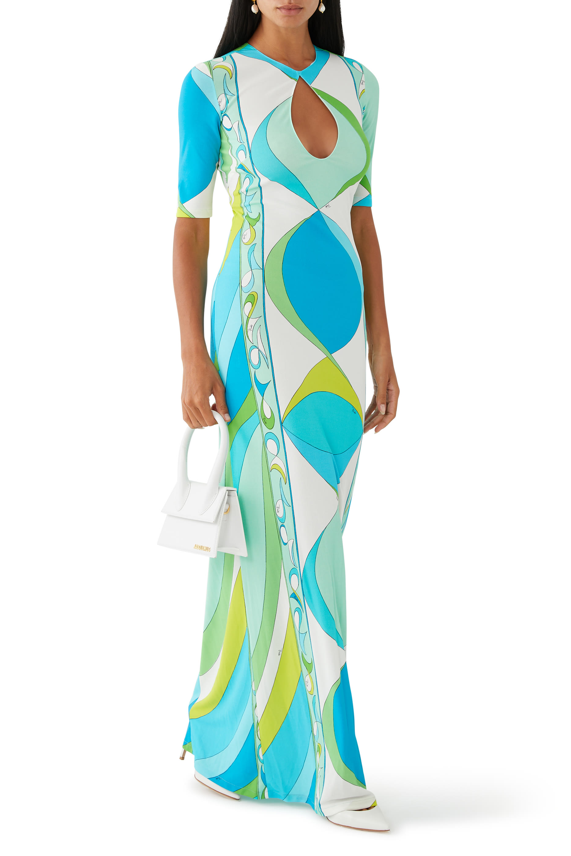 Pesci-Print Cut-Out Maxi Dress