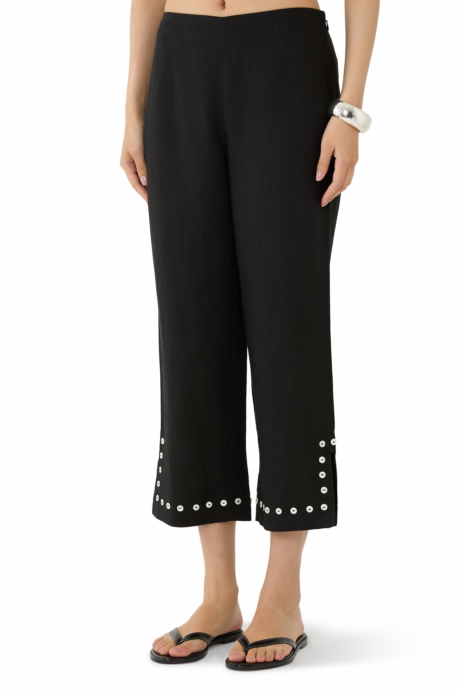 Piha Linen-Blend Flared Pants 