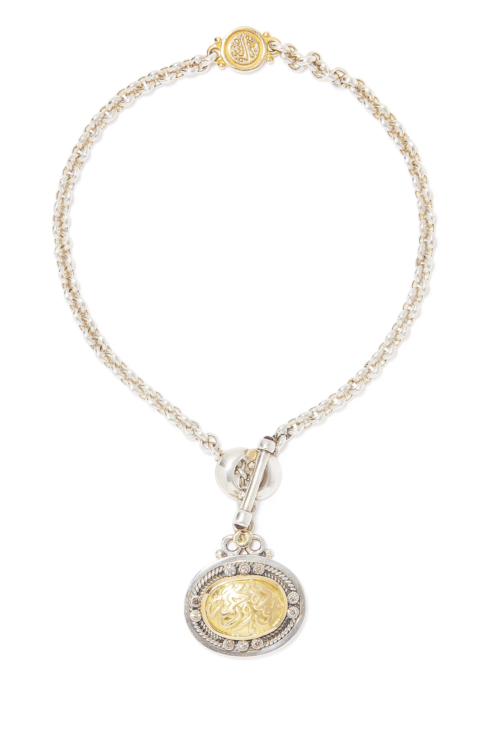 T-Lock Calligraphy Bracelet with Garnets and Diamonds