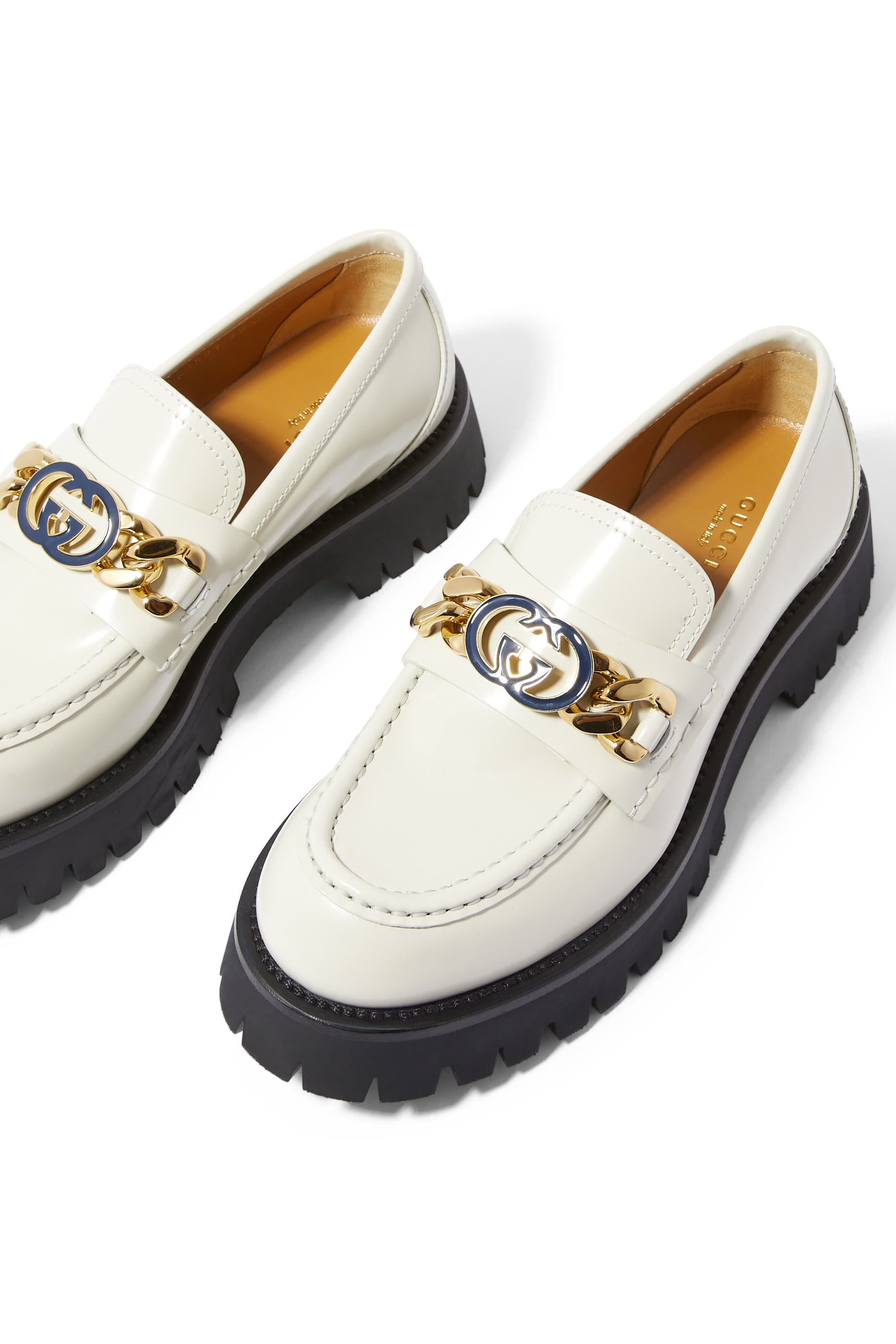 Lug Sole Leather Loafers