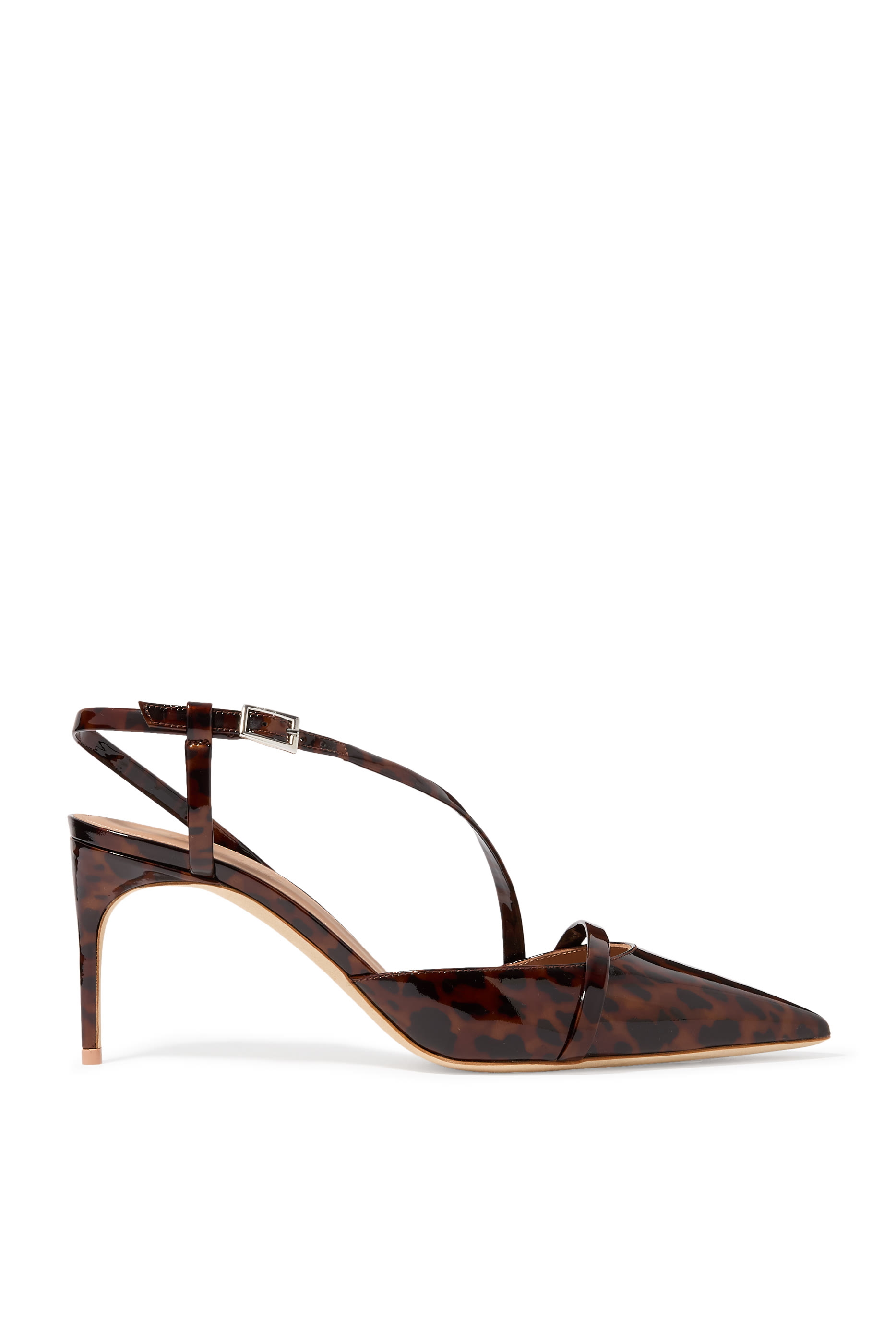 Valeria 70 Leopard Patent Slingback Mules