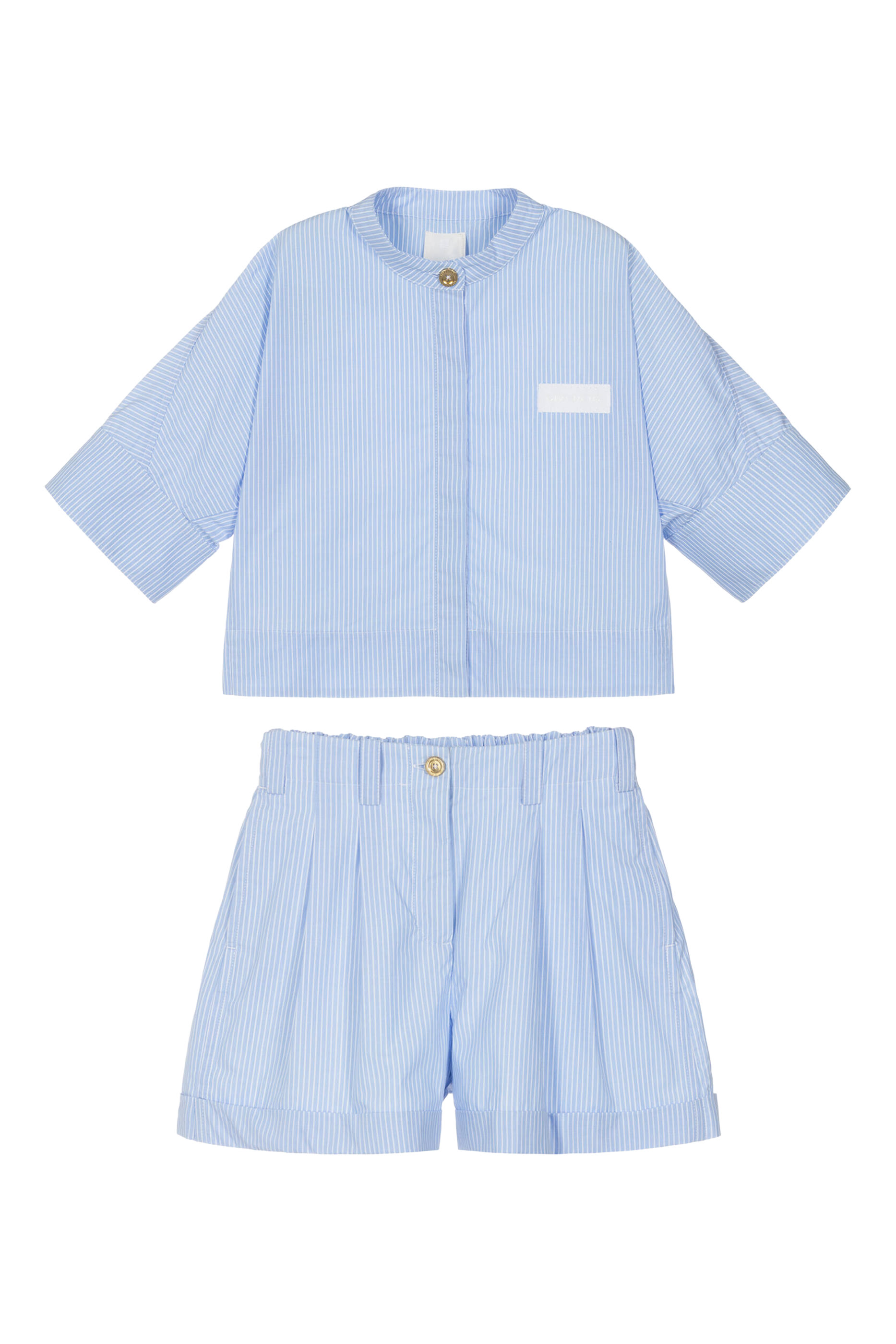Kids Striped Cotton Shirt & Shorts Set