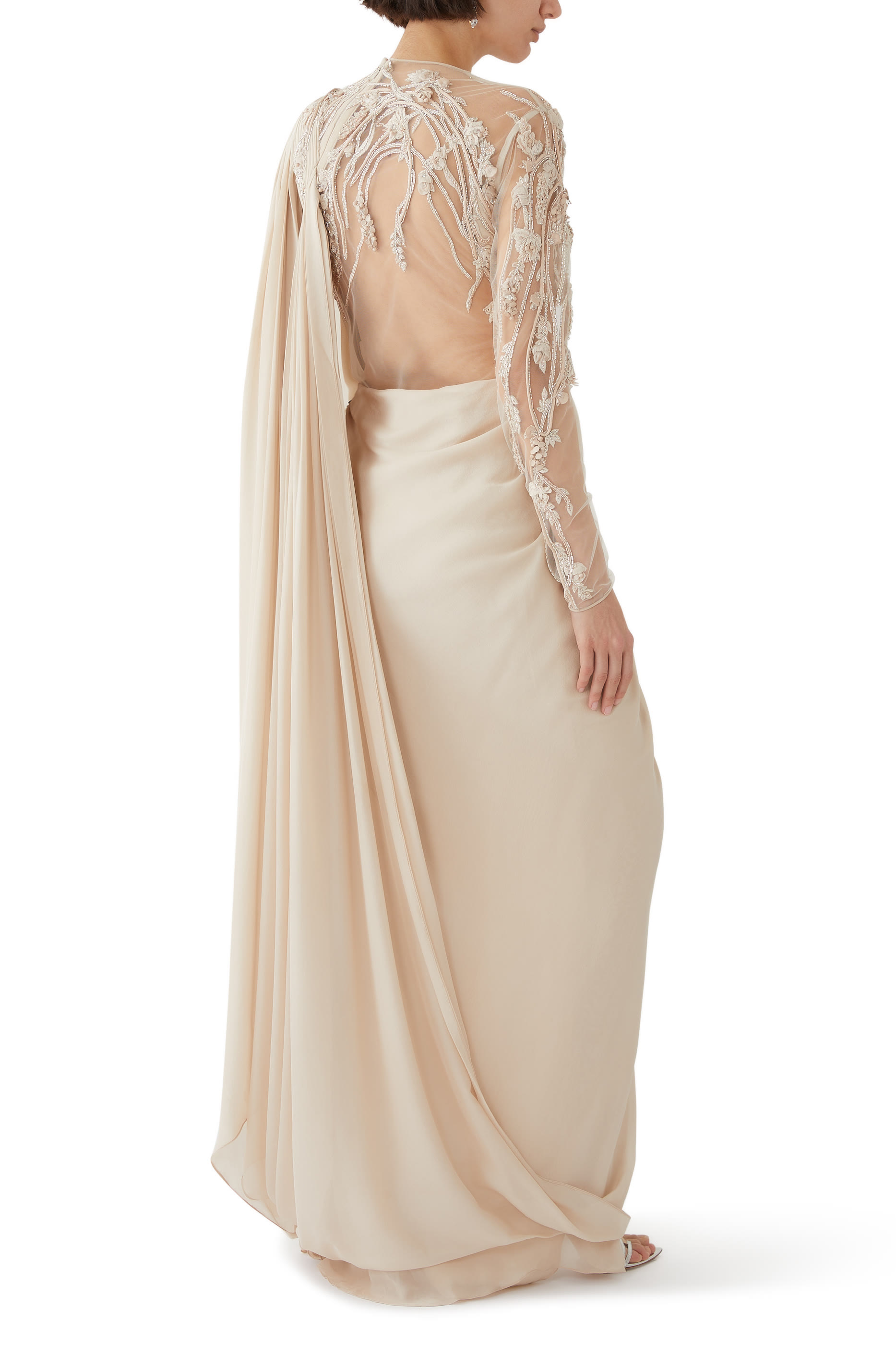 One Long Sleeves Saree Gown