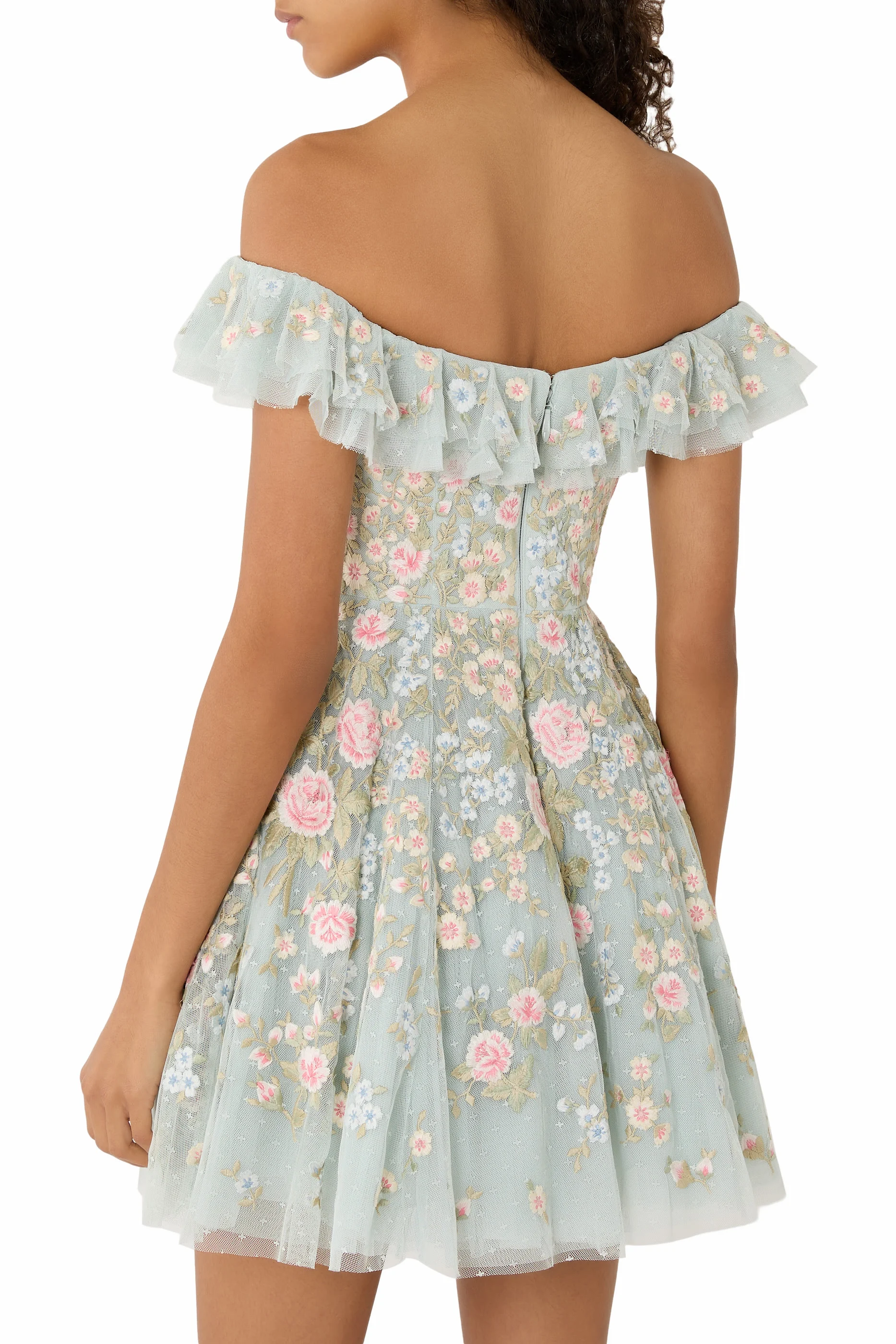 Antoinettes Floral Off-Shoulder Micro Mini Dress