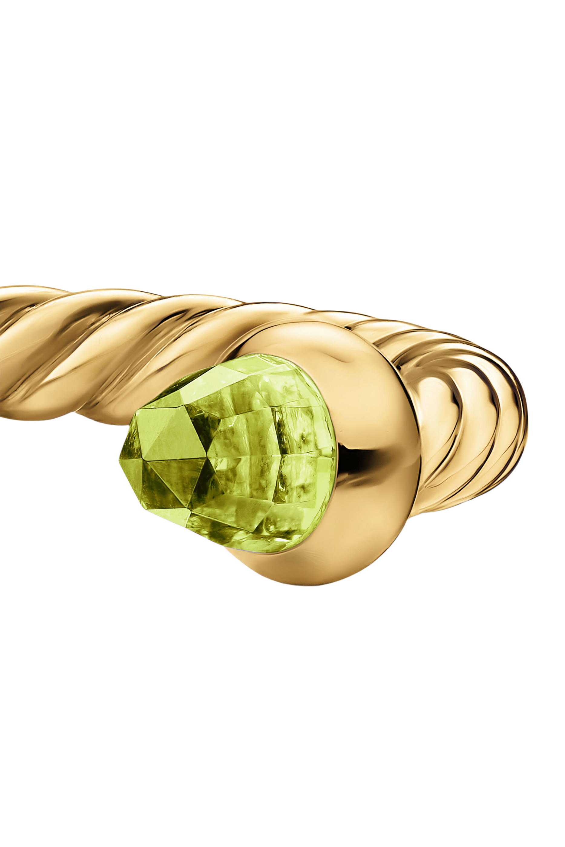 Micro Cablespira&reg; Flex Open Ring, 18k Yellow Gold with Peridot