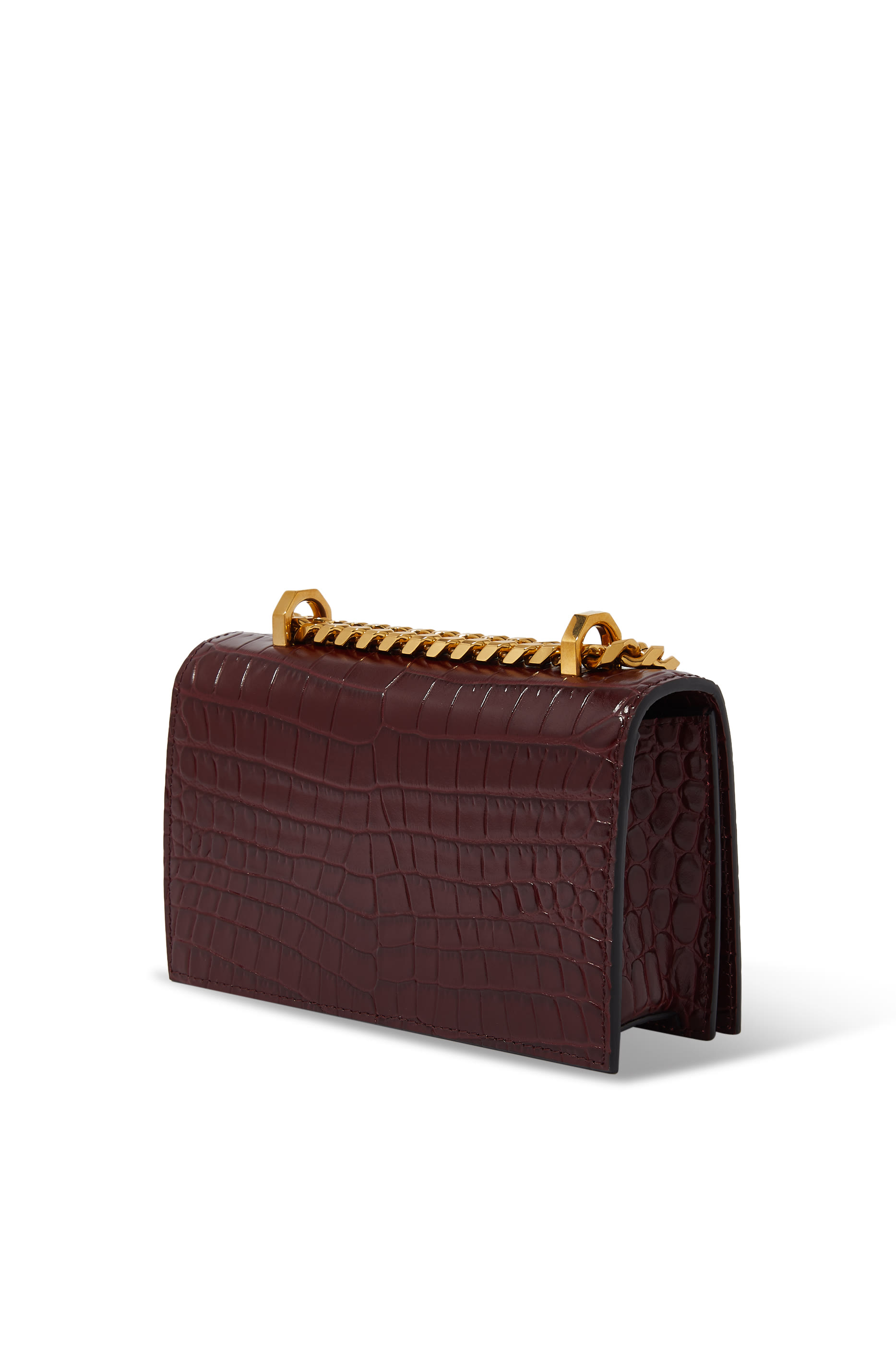 Mini Jewelled Croc-Embossed Satchel