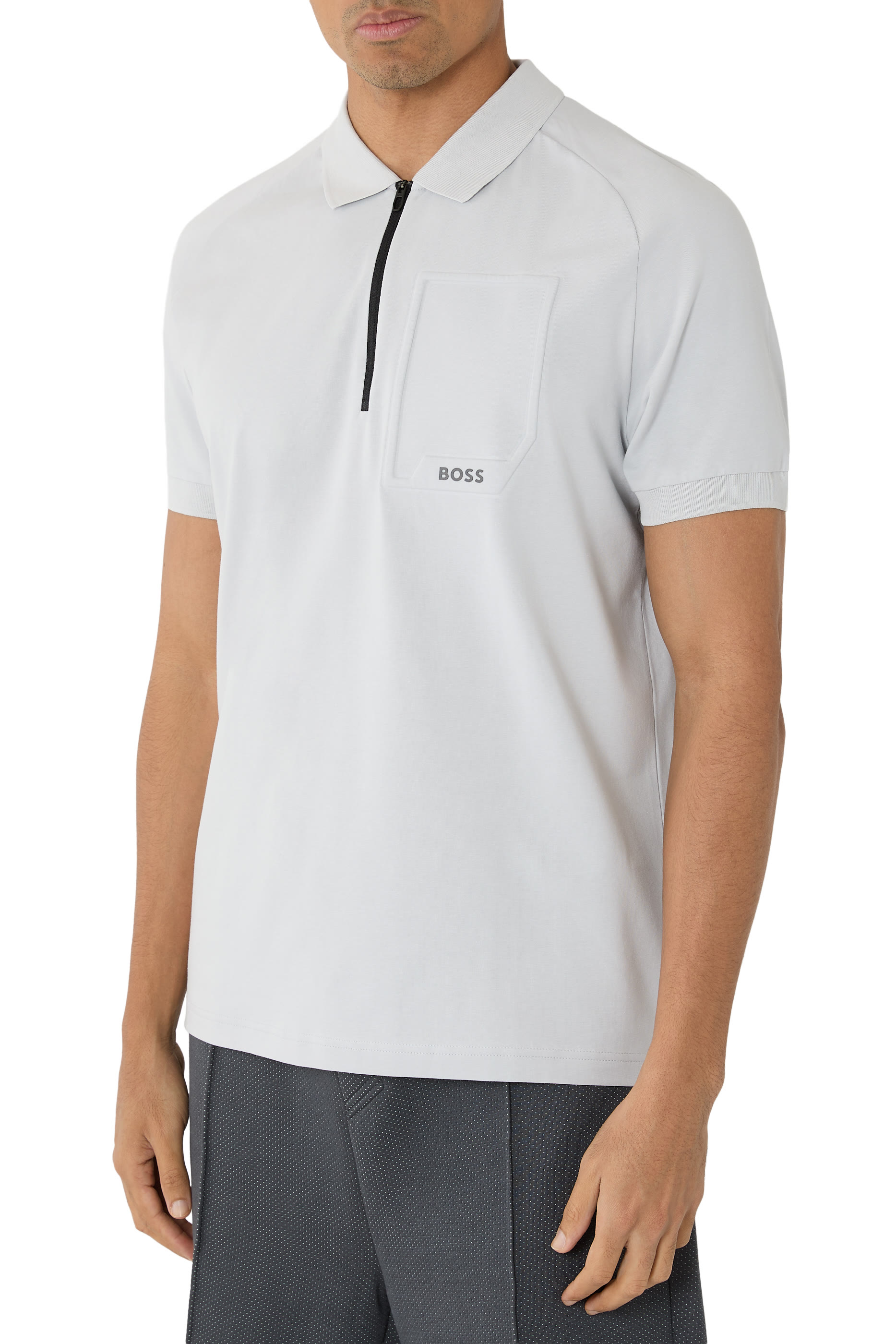 Zip-Neck Polo Shirt in Moisture-Wicking Stretch Cotton
