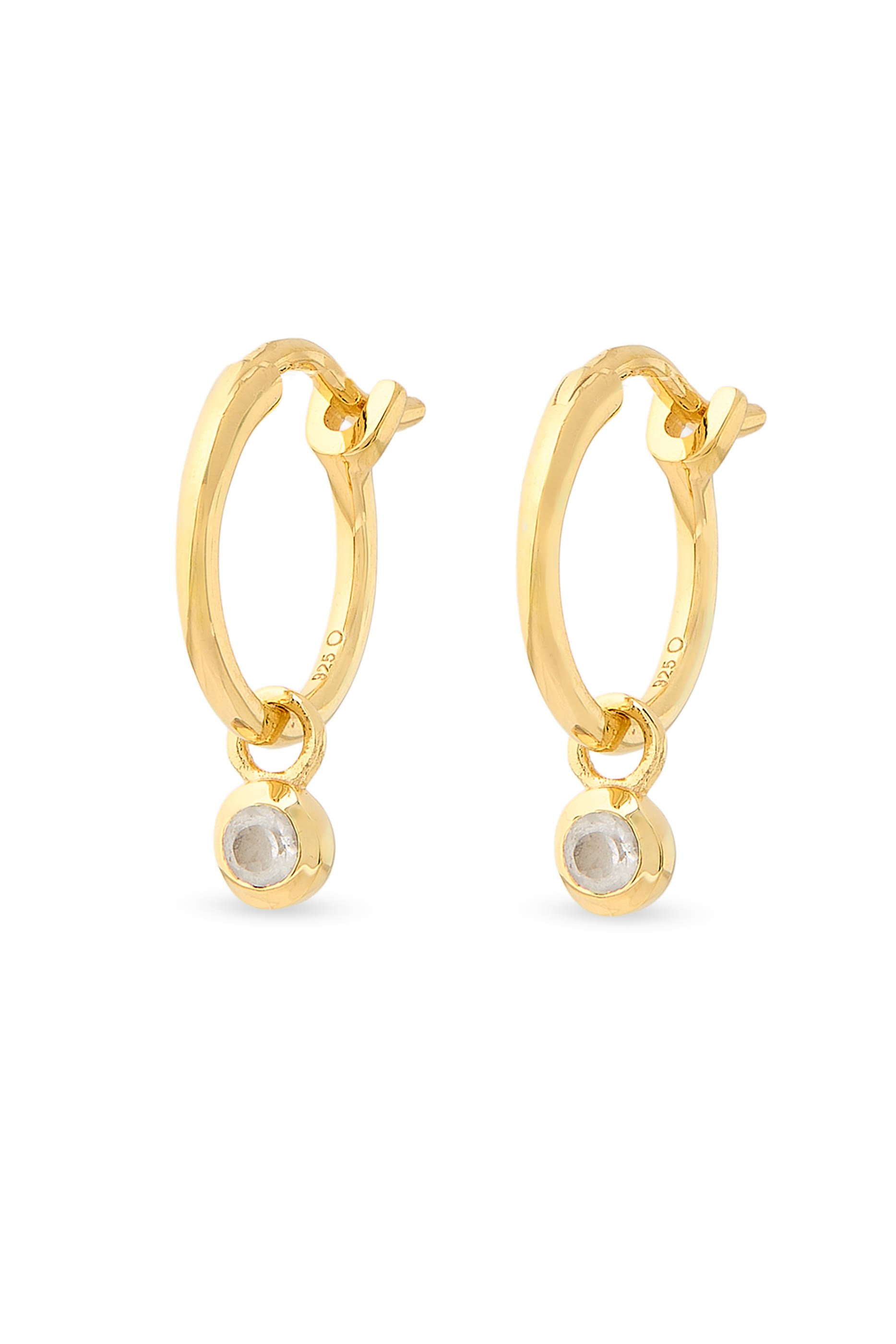  April Birthstone Mini Charm Hoop Earrings, 18k Recycled Gold Vermeil on Recycled Sterling Silver