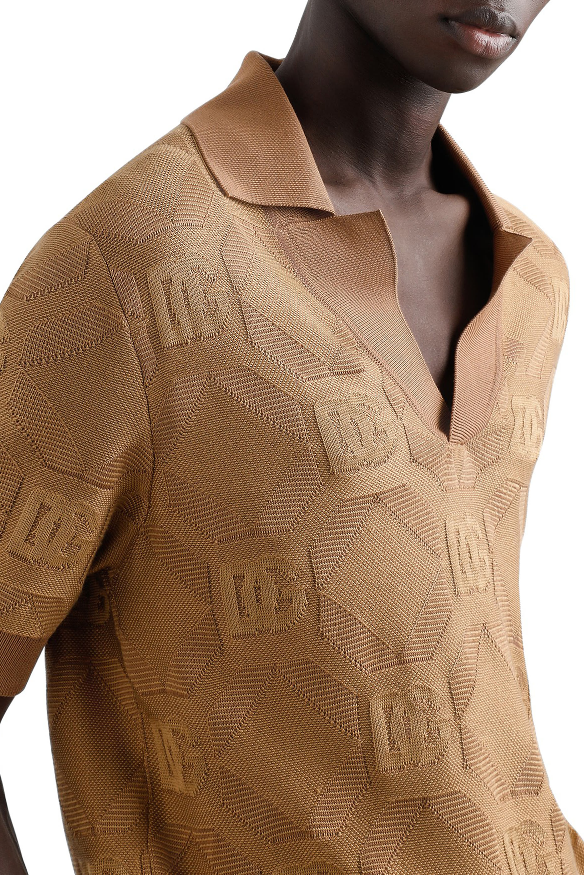 Jacquard Logo Silk Polo-Shirt