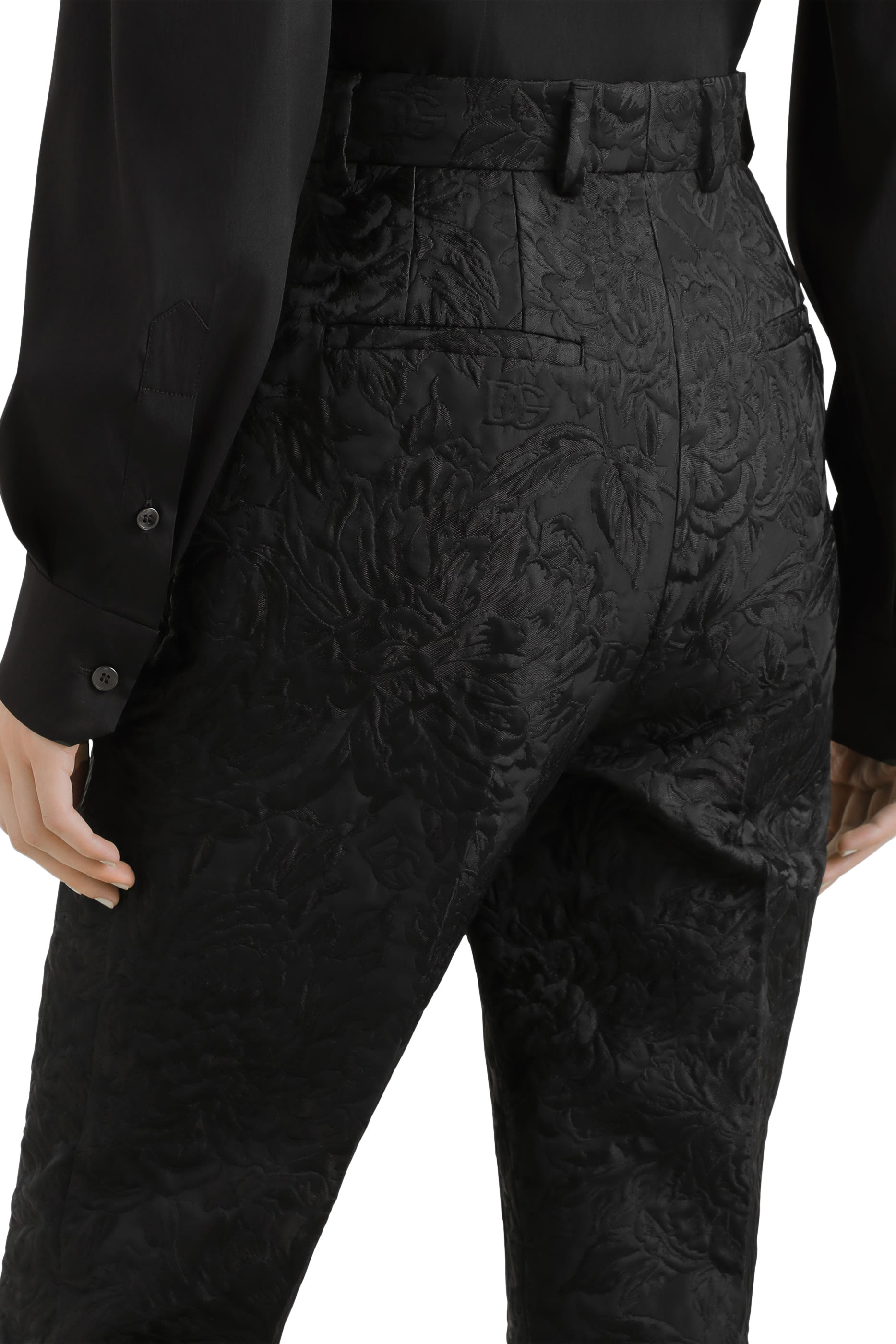 Tailored Quilted Floral Jacquard Pants