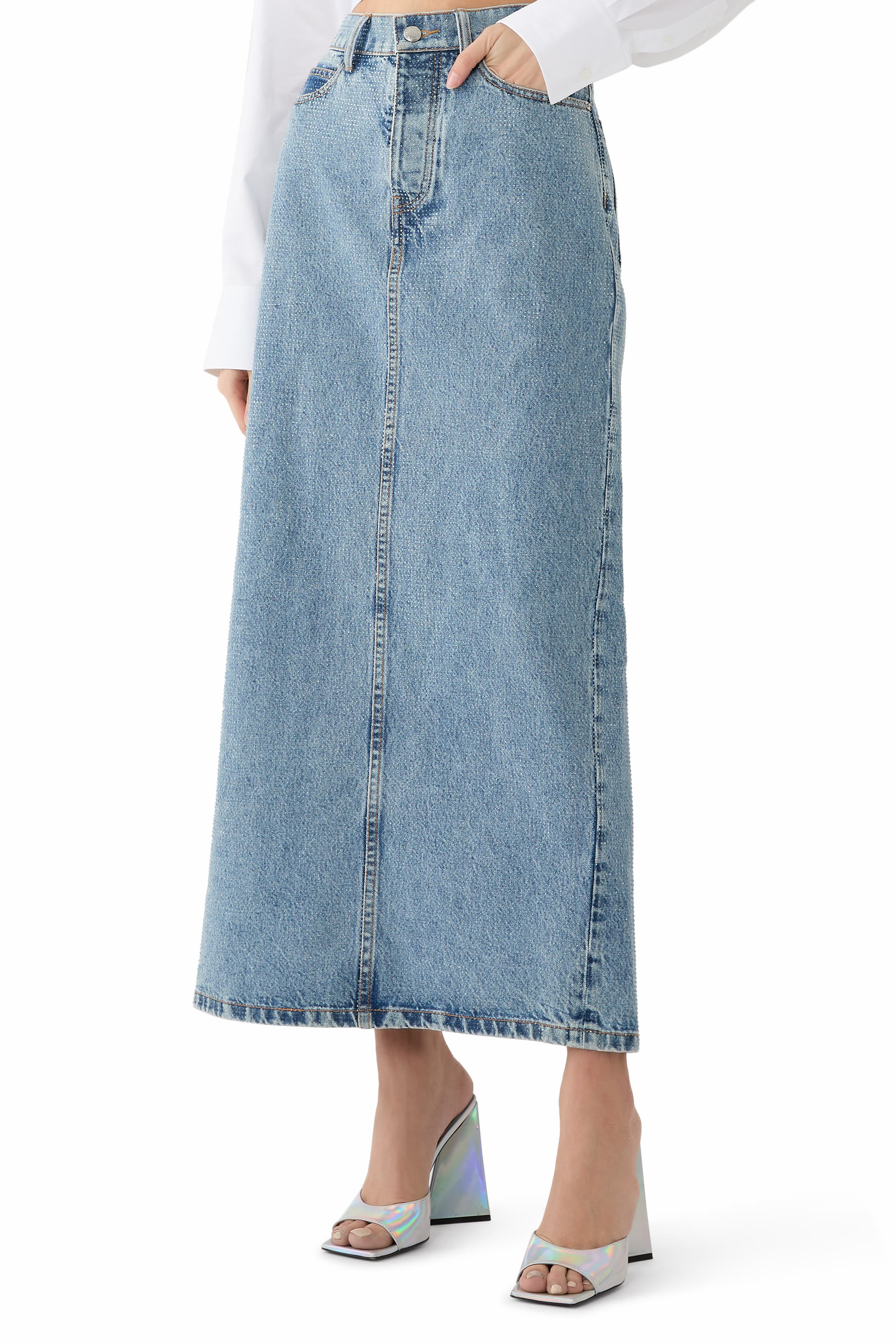 Embellished Denim Skirt
