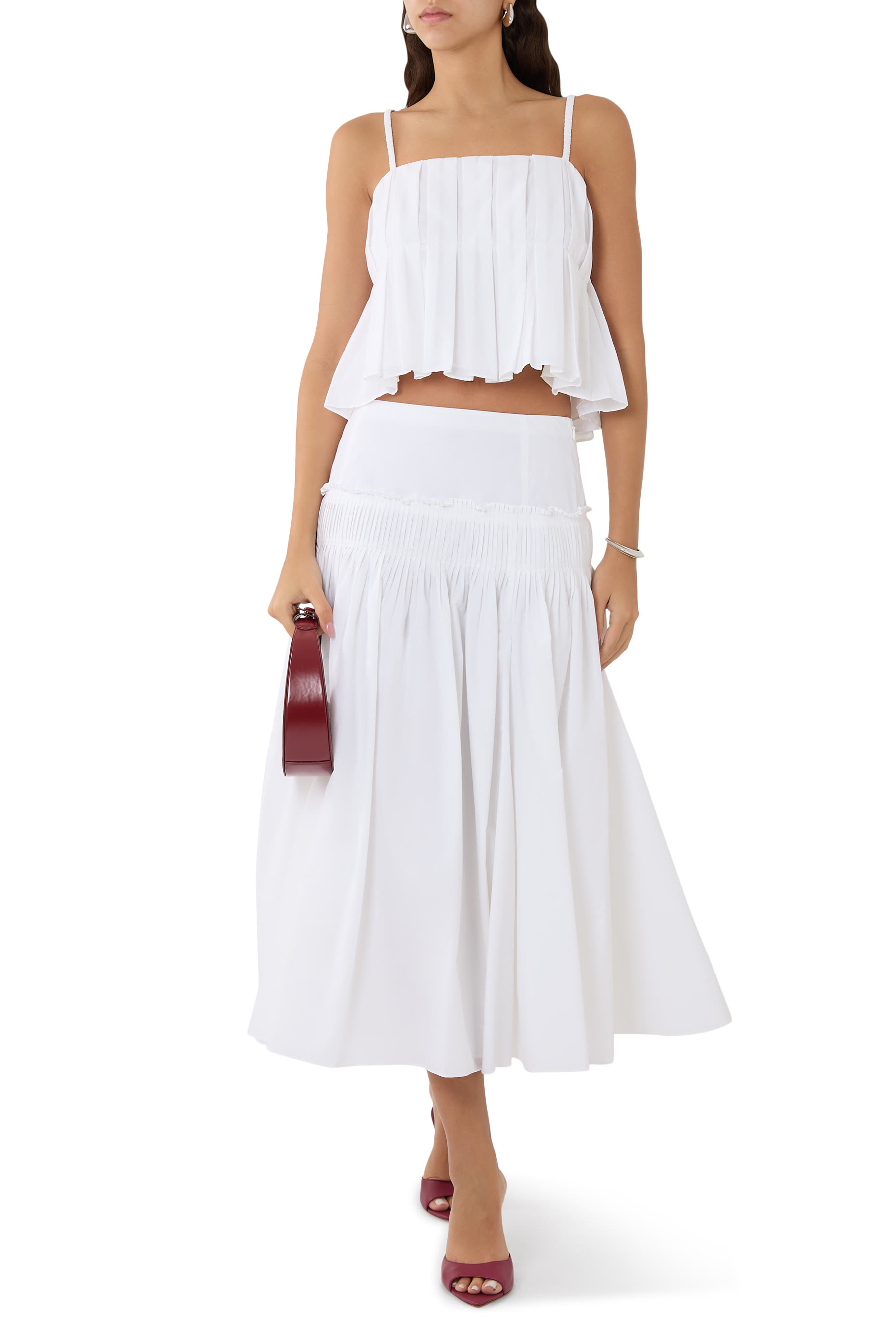 Pleated Cotton-Blend Camisole