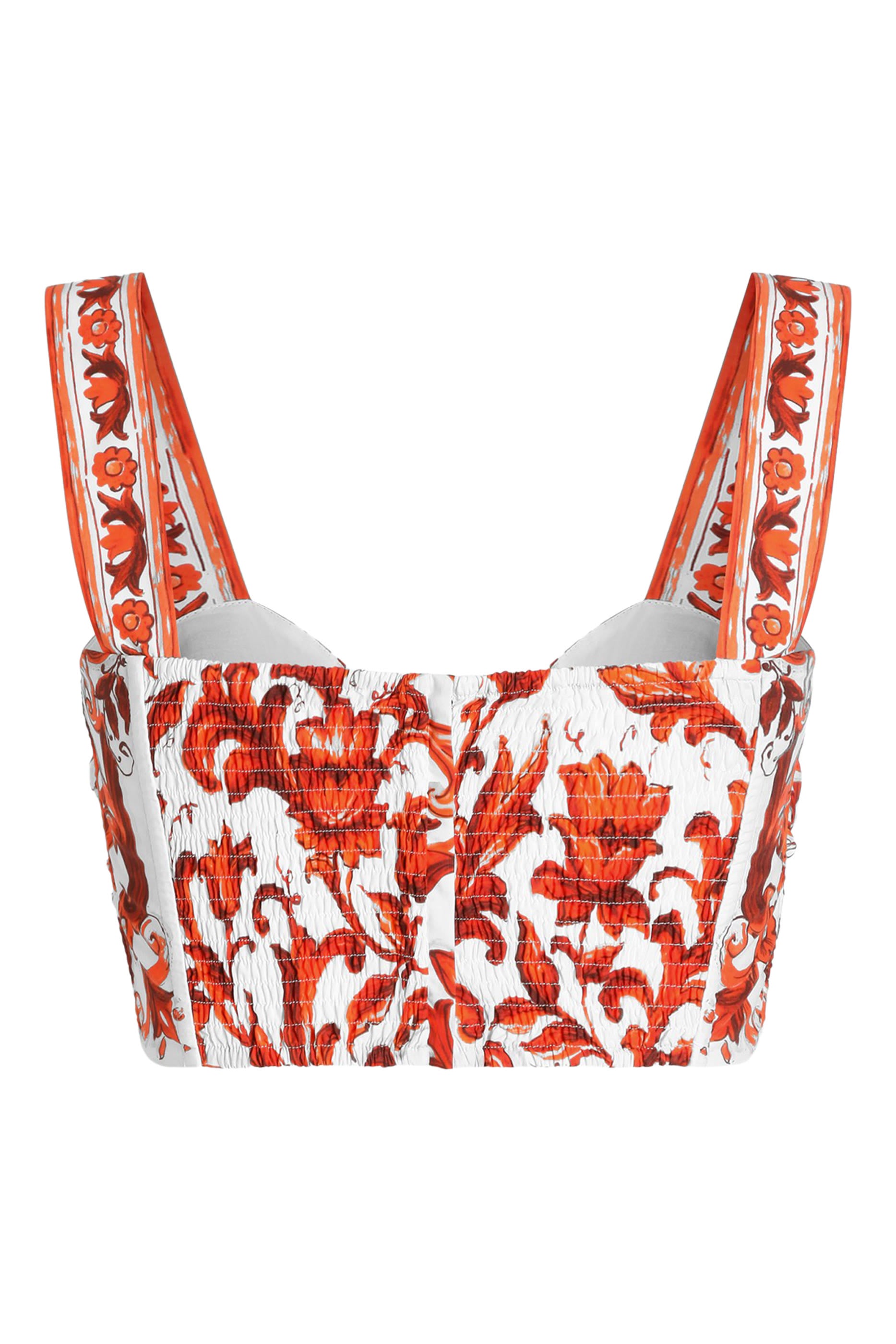 Majolica-Print Poplin Bustier Top 