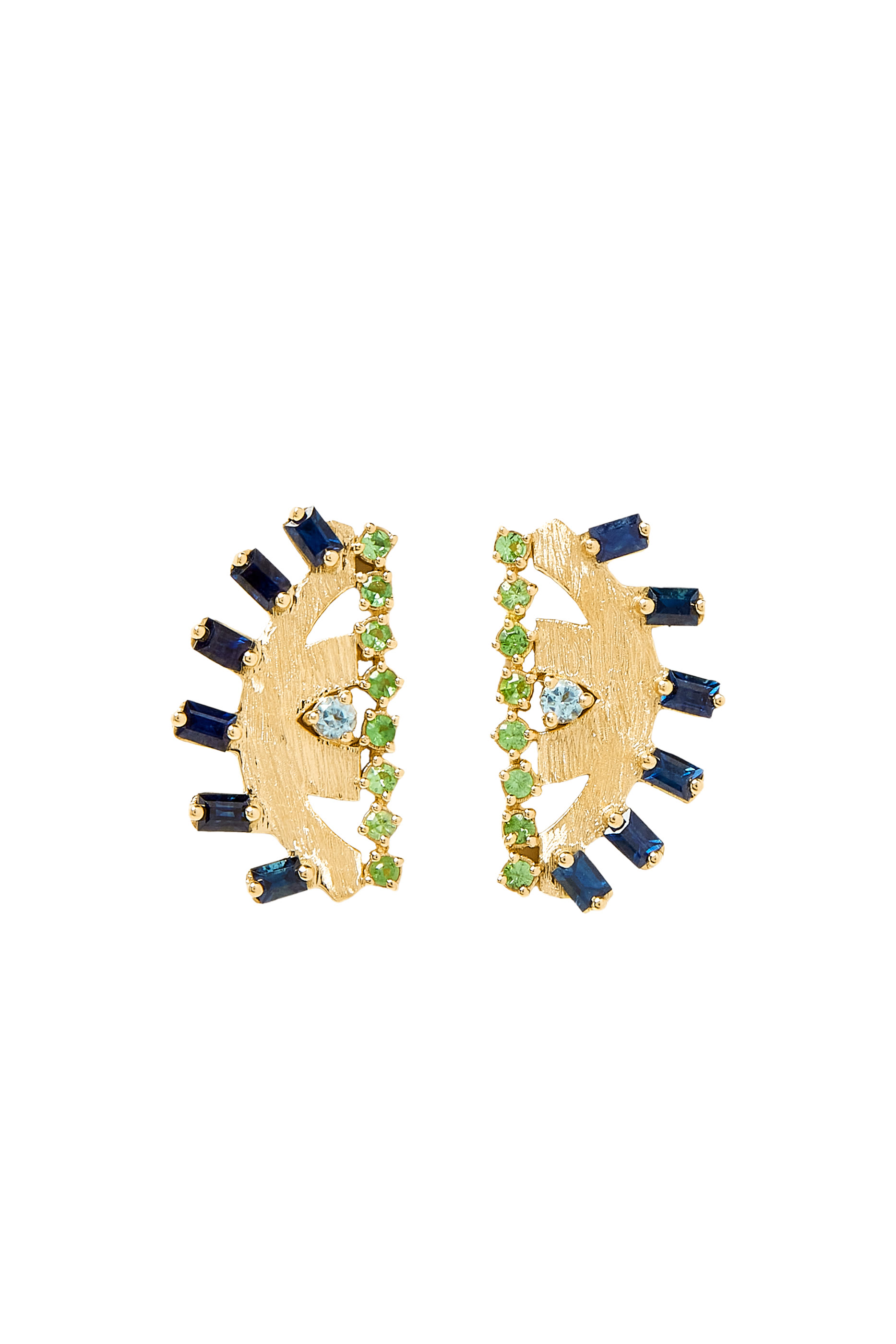 Ya Ein Najlaa Multi-Stone Earrings, 18k Yellow Gold & Blue Topaz, Emerald, Sapphire