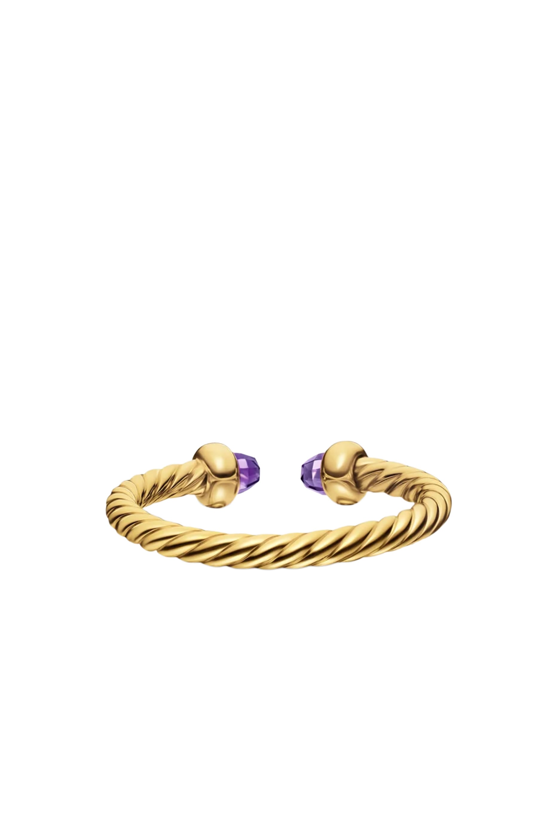 Micro Cablespira&reg; Flex Open Ring,  18K Yellow Gold & Amethyst