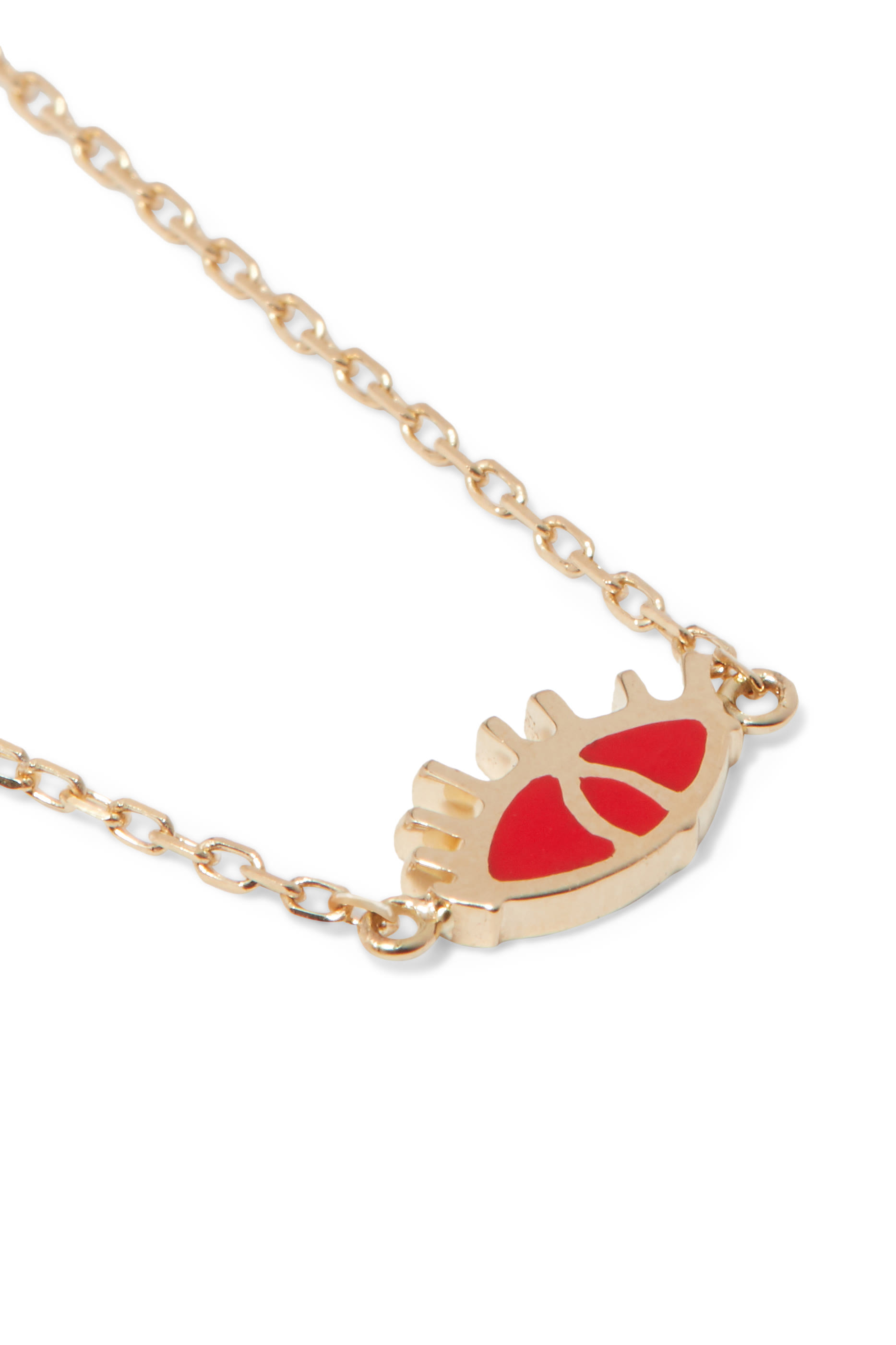 Eye Red Enamel Gold Necklace