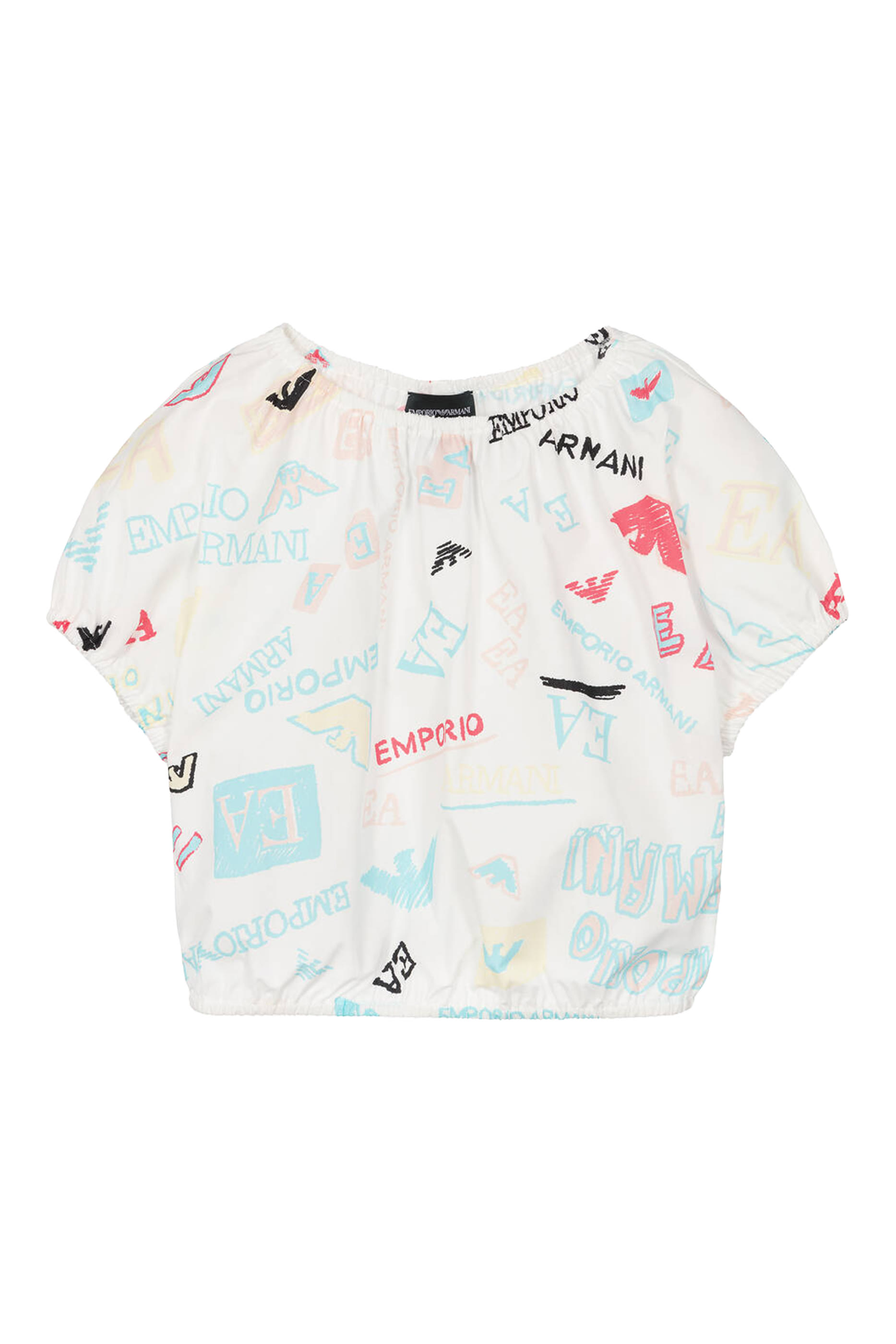 Kids All-Over Logo Print Cotton Crop Top