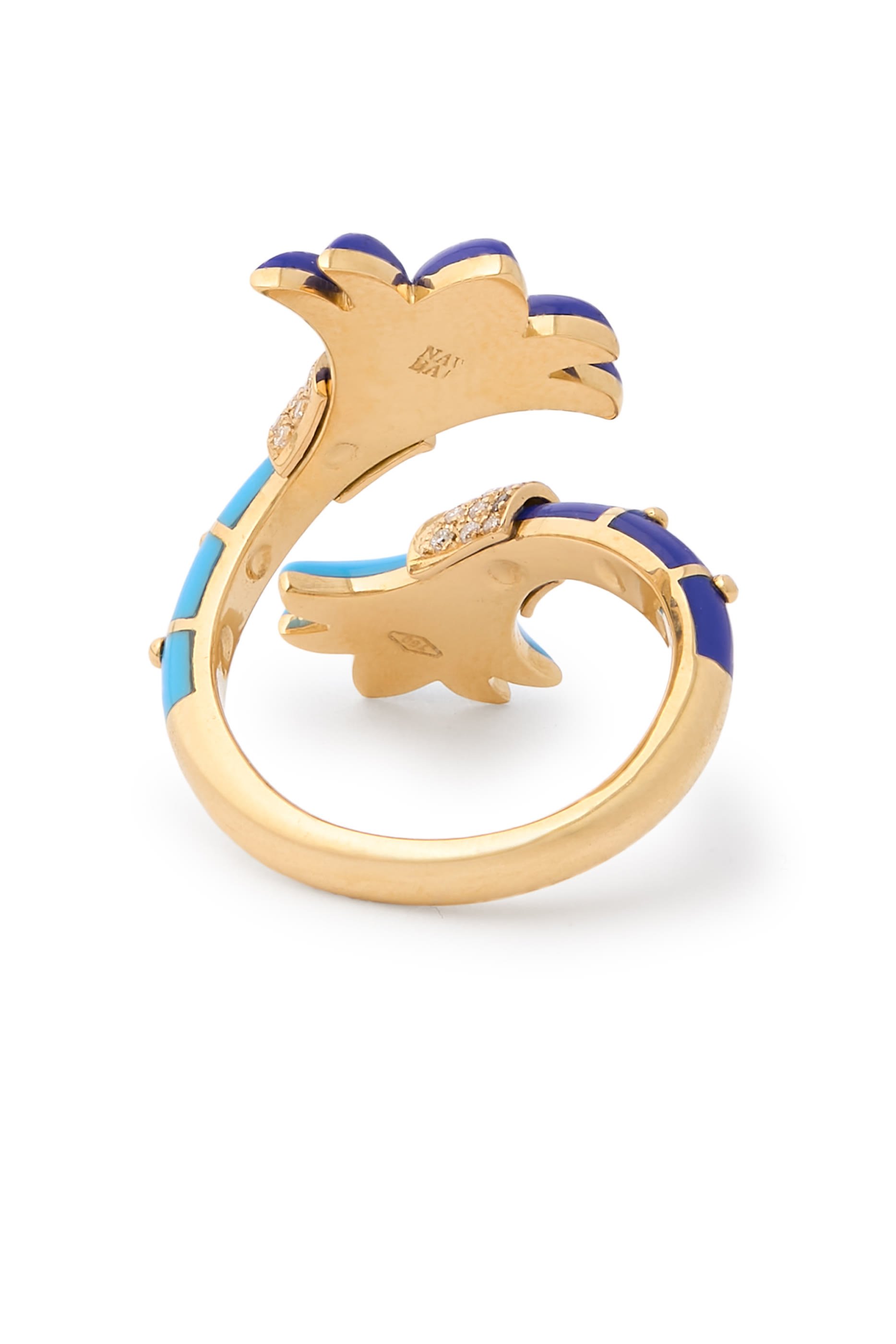 Psychedeliah Vine Diamond Ring, 18K Yellow Gold, Diamonds, Turquoise & Lapis Lazuli