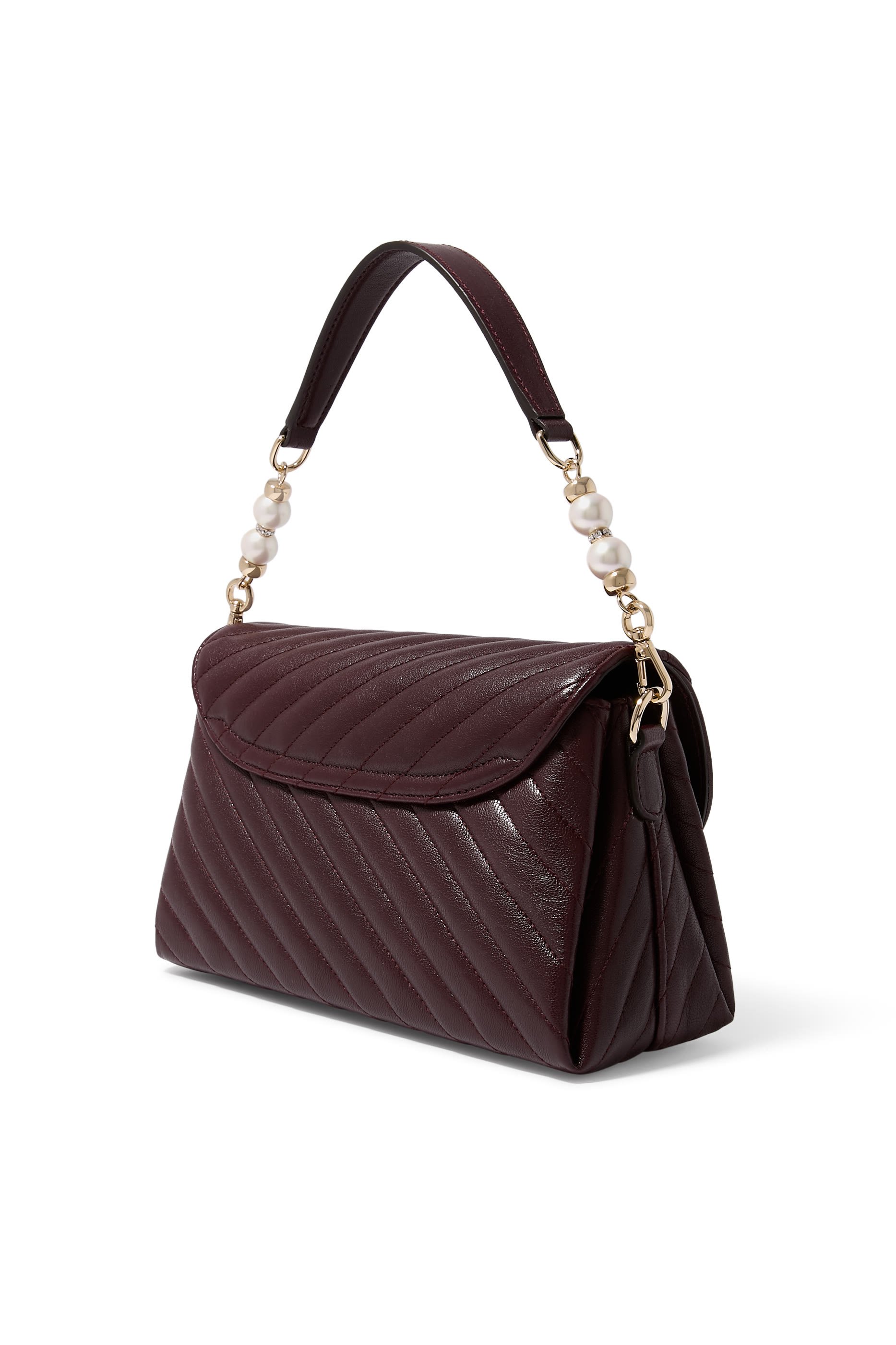 Curve Quilted Biker Leather Top Handle Bag