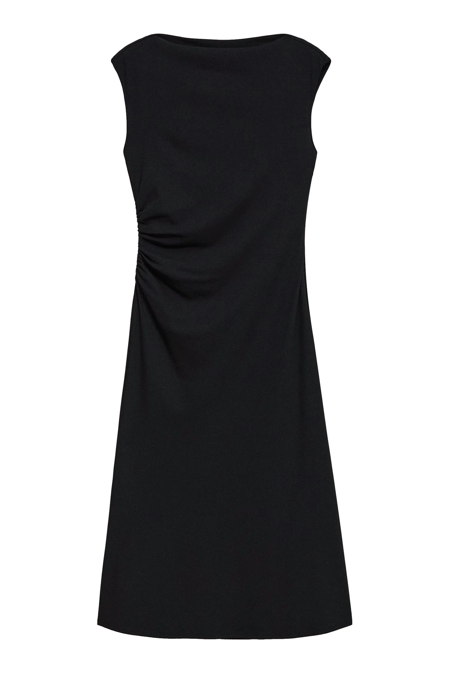 Draped Boatneck Dress in Crepe Jersey