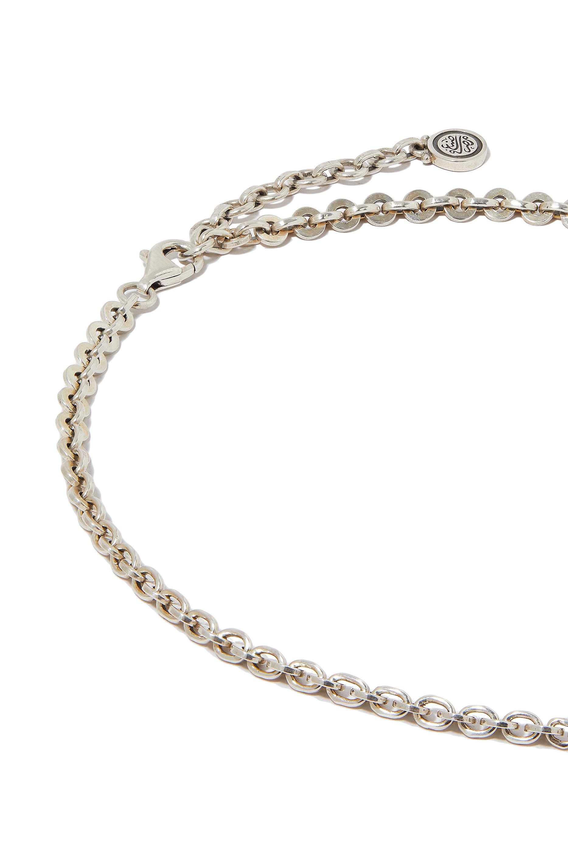 Turath Pendant Chain Necklace, Sterling Silver, 18K Yellow Gold, Diamonds, Ruby & Pearl