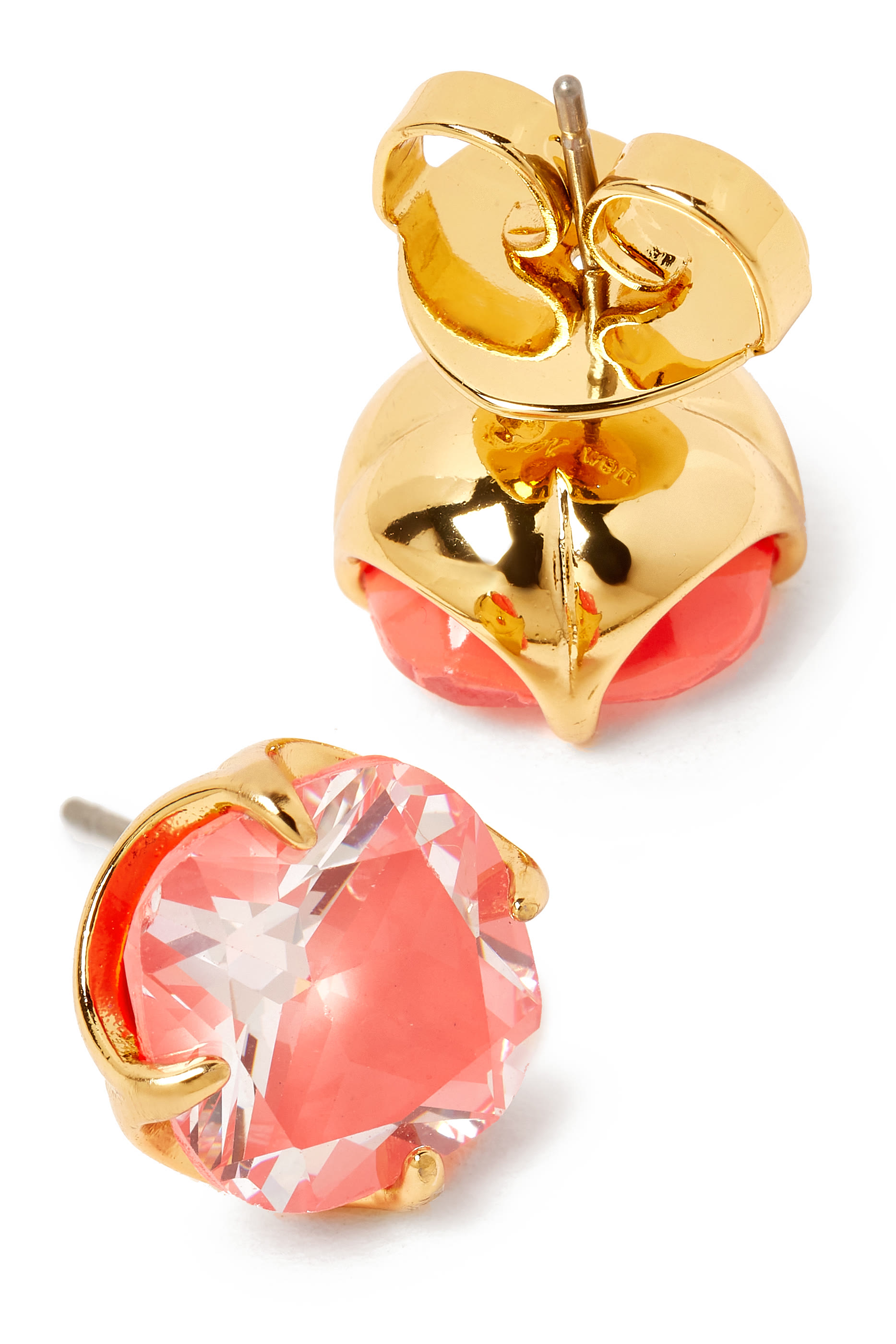 Pop of Joy 10mm Spade Flower Studs, Plated Metal & Cubic Zirconia, Enamel, Titanium Posts