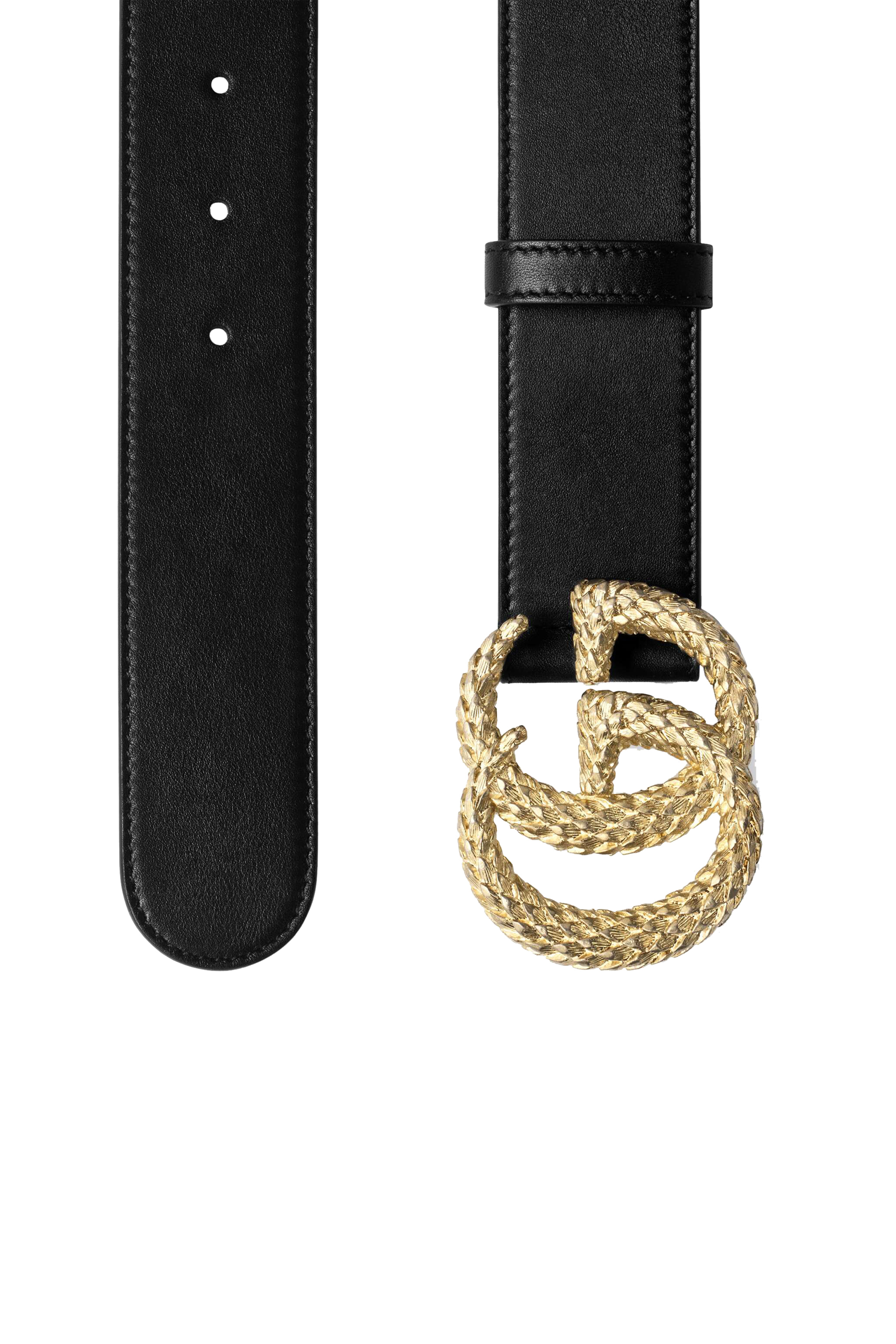 Textured Double G Leather Belt