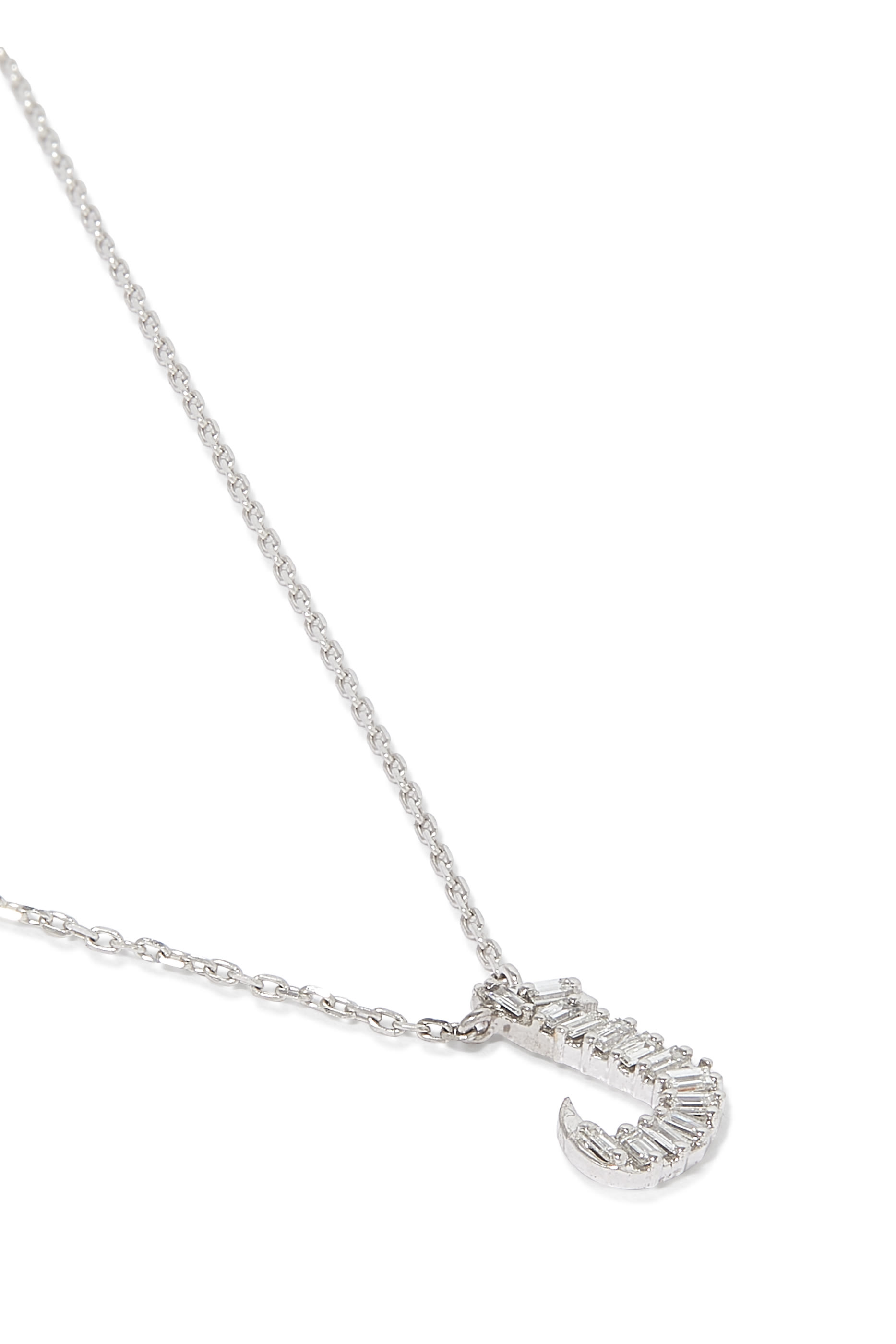 Oula XS Lam Letter Chain Pendant, 18k White Gold & Diamonds