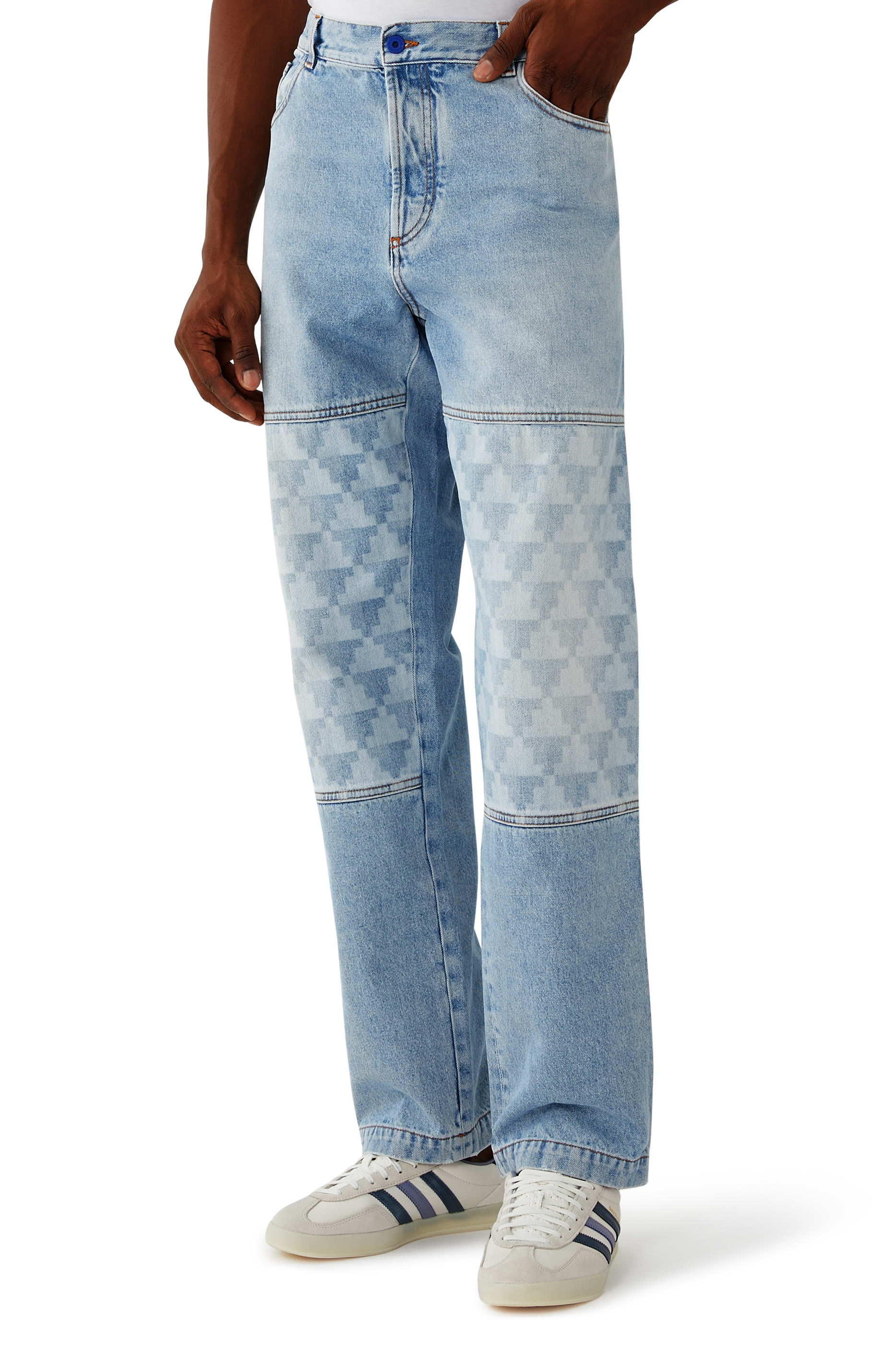 Laser Cross Denim Straight Pants