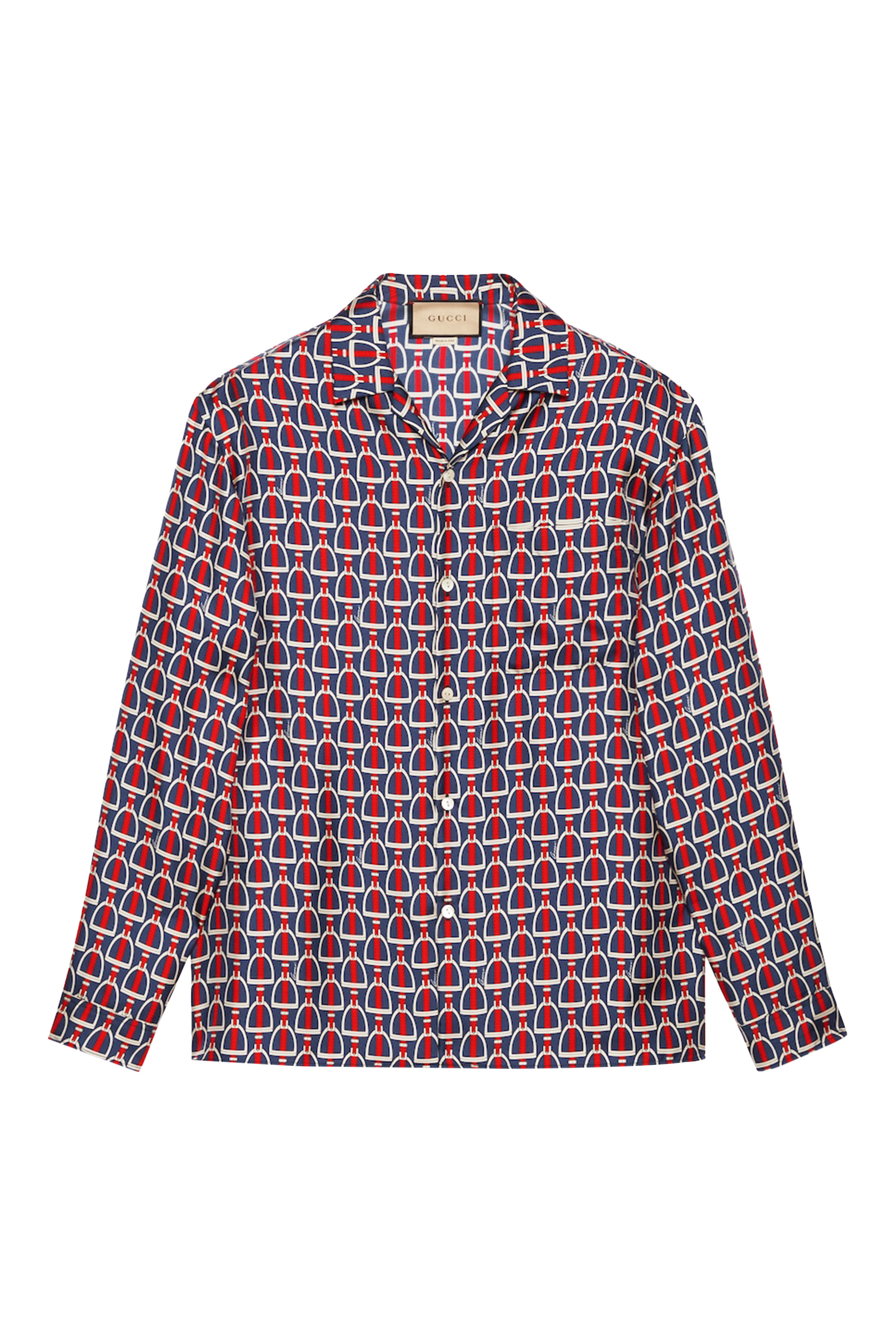 Horsebit Print Silk Shirt