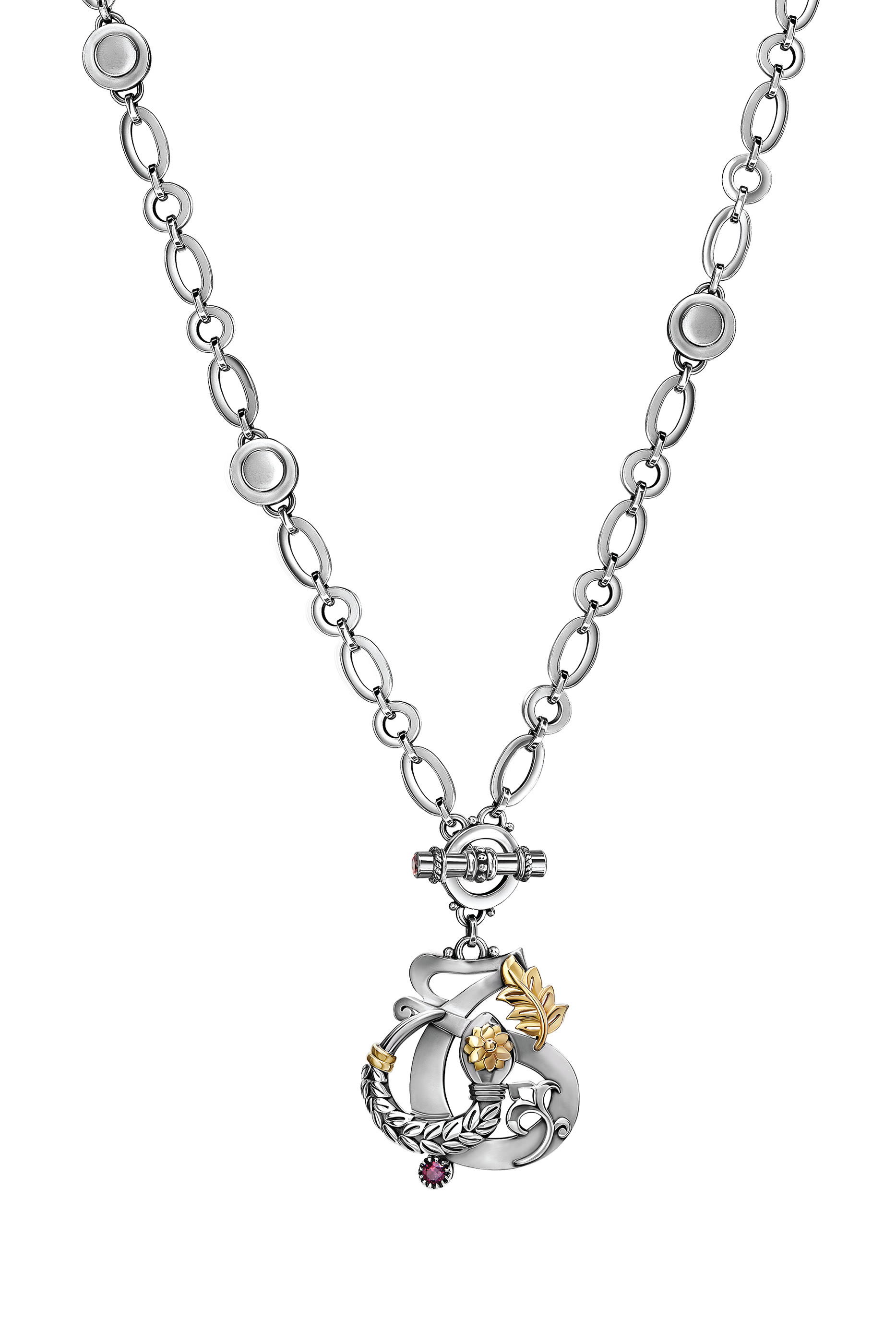 Love & Rebirth Multi-Way Necklace, 18k Gold, Sterling Silver & Rhodolite, Garner or Turquoise