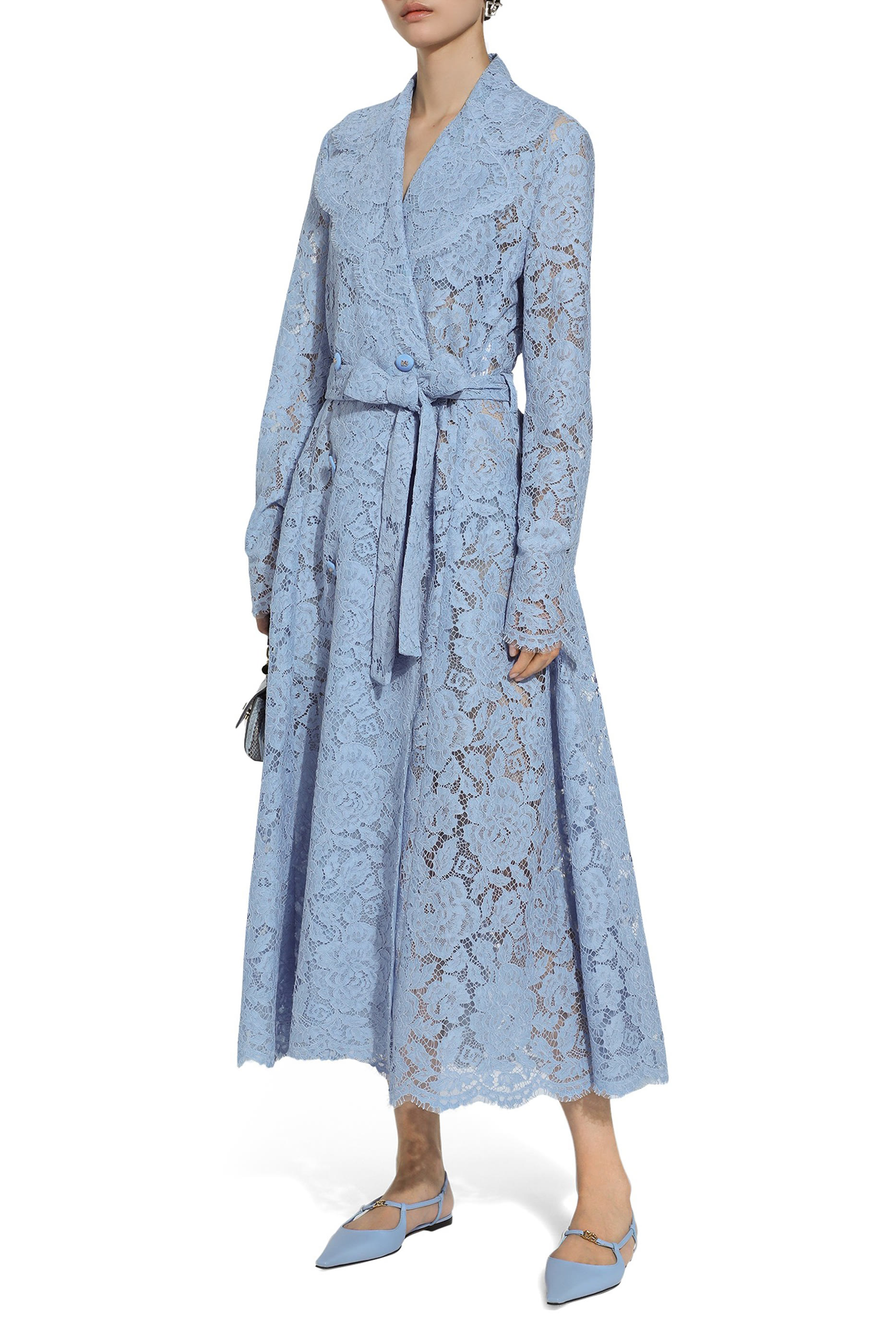 Floral Cordonetto Lace Trench Coat
