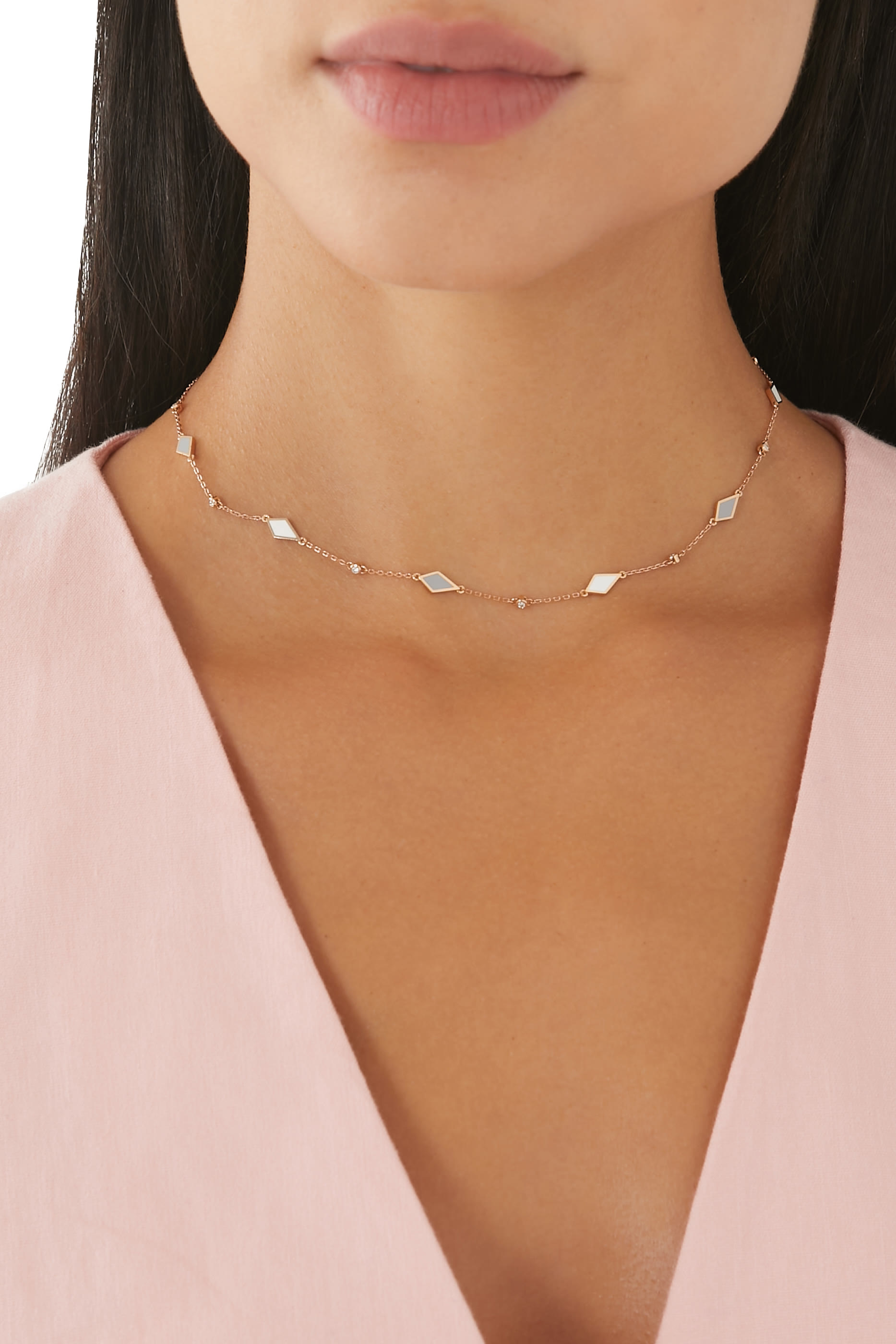 Mosaic Enamel Choker, 18K Rose Gold & Diamonds
