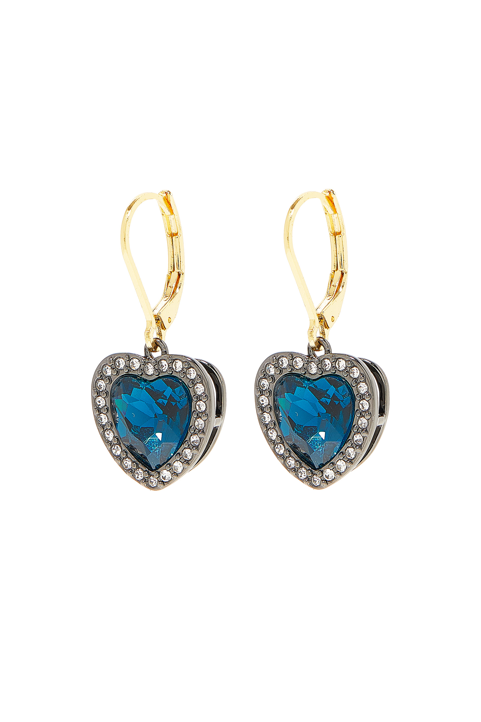 Crystal Heart Earrings, Gold-Plated Metal & Crystals