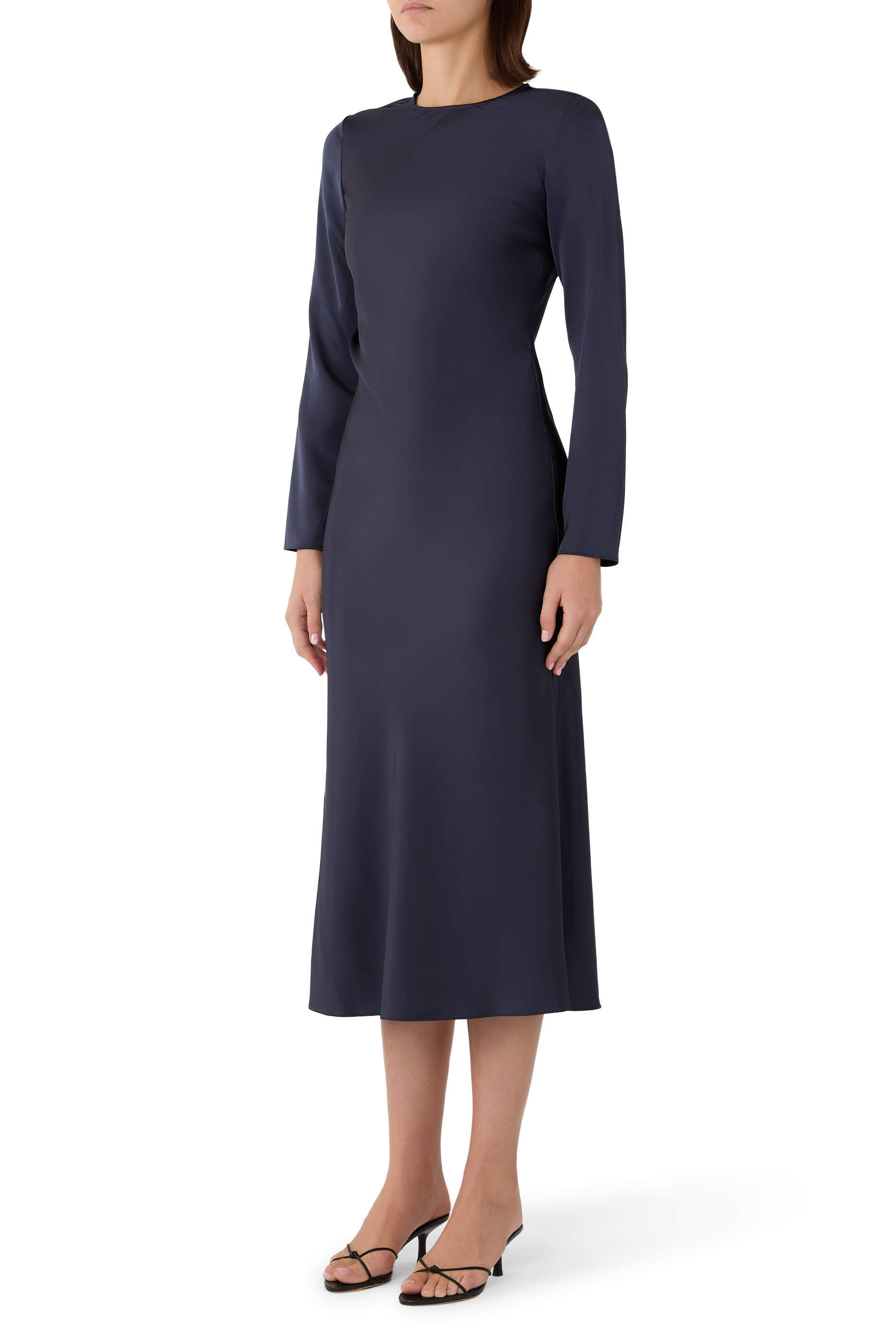 Draped Waist-Detail Long Dress