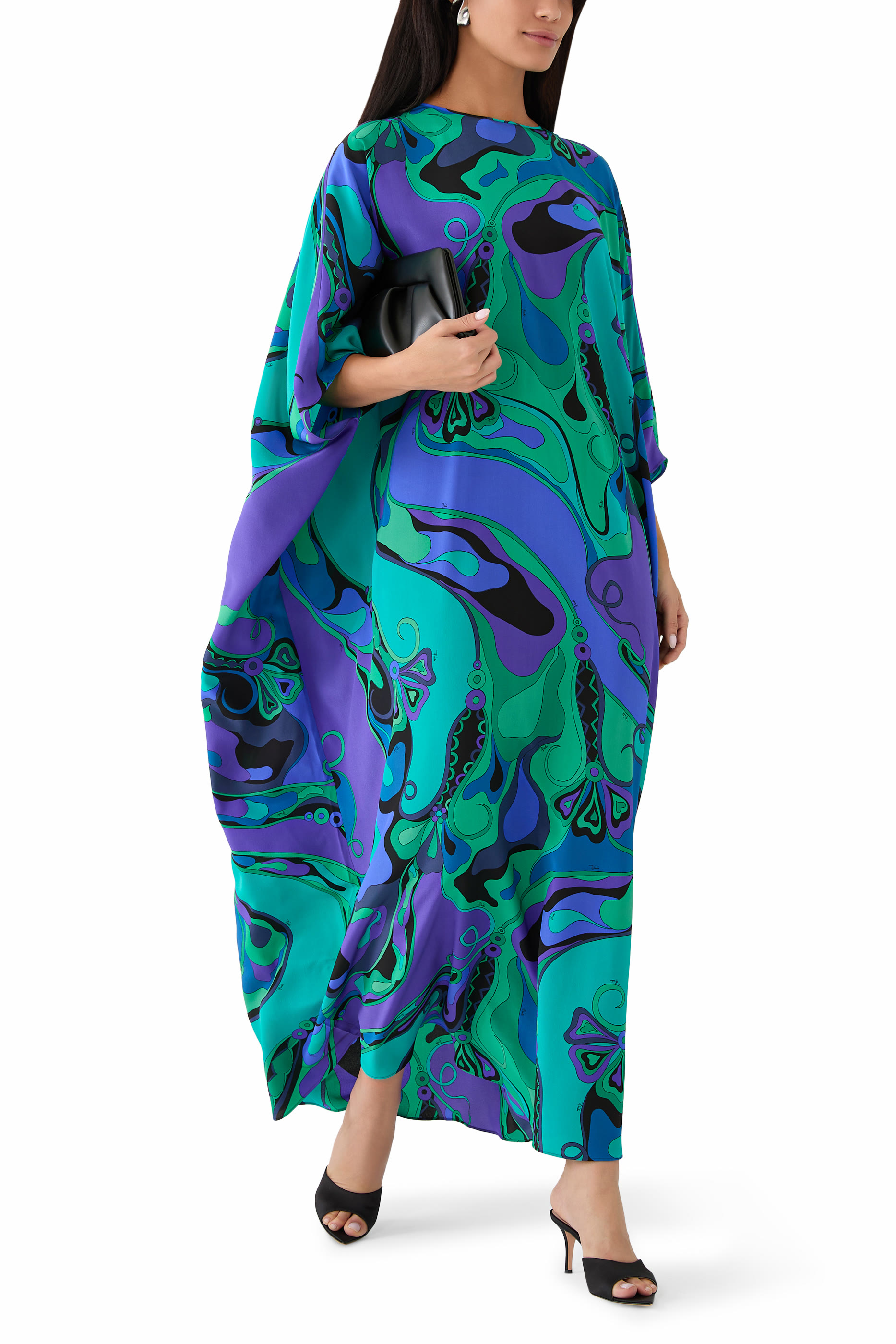 Orchidee Print Silk Kaftan