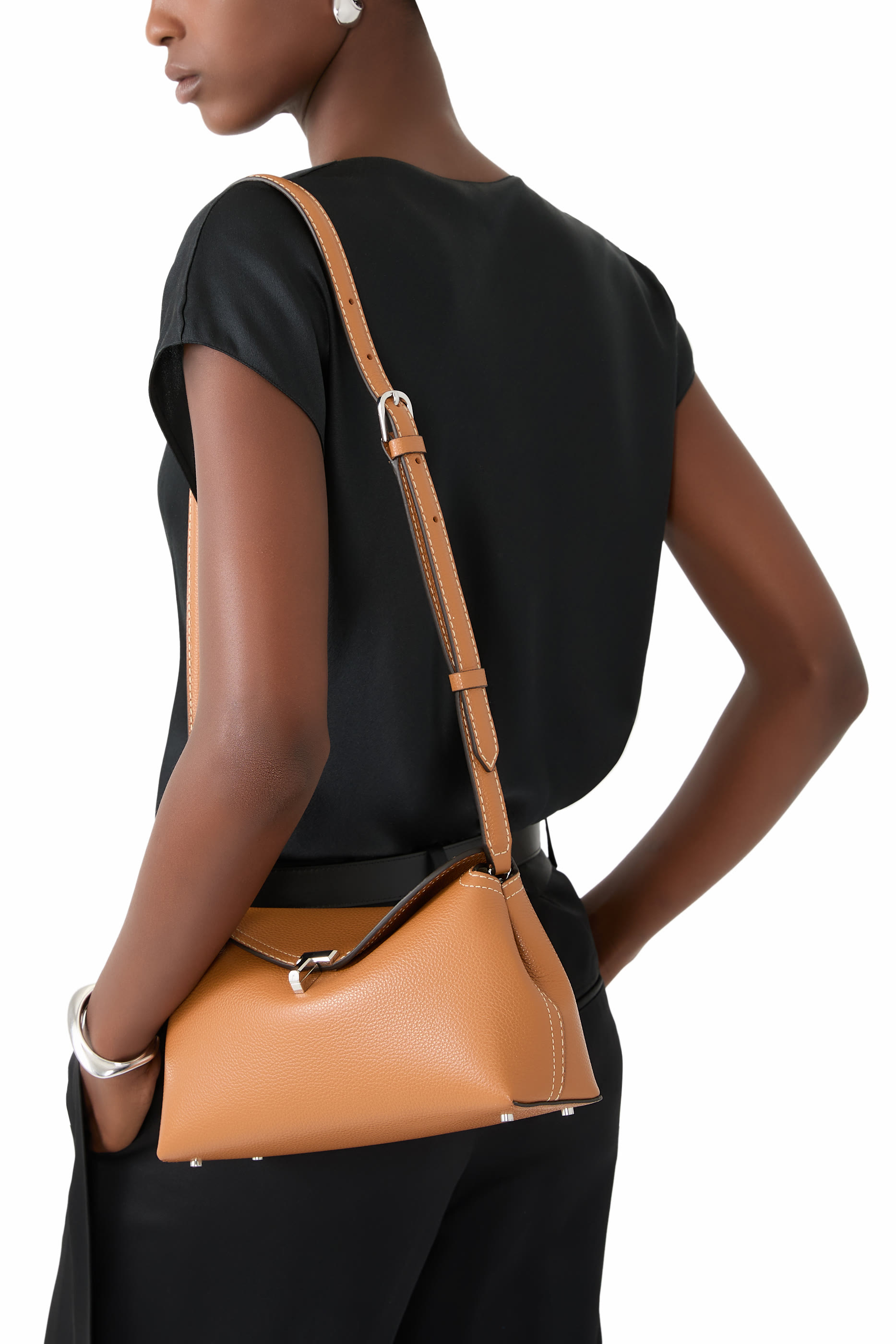 T-Lock Grained-Leather Clutch